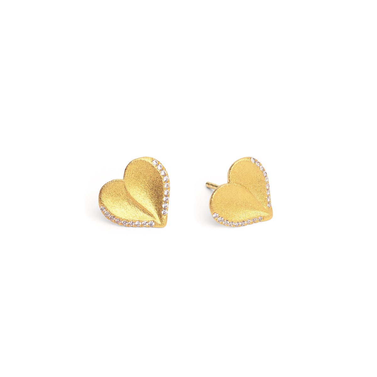 Ohrstecker Corasan von BERND WOLF aus 24-Karat-goldplattiertem Sterlingsilber mit Zirkonia, Designlinie Love.