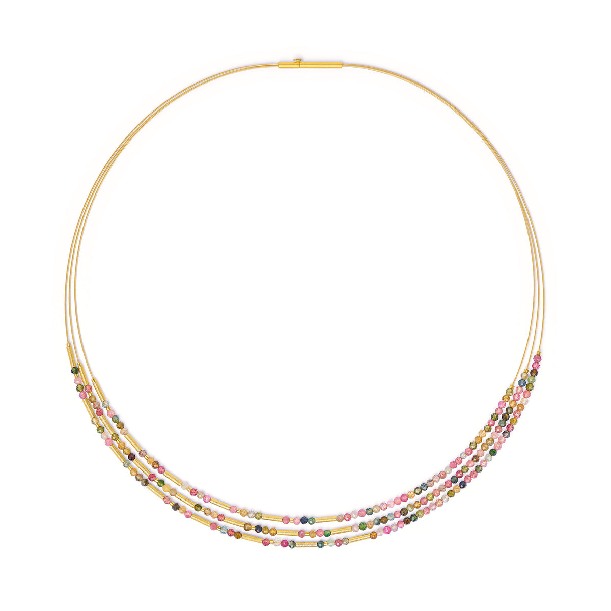 Collier Clini von BERND WOLF aus 24-Karat-goldplattiertem Sterlingsilber mit Turmalin, Designlinie Cleopatra.