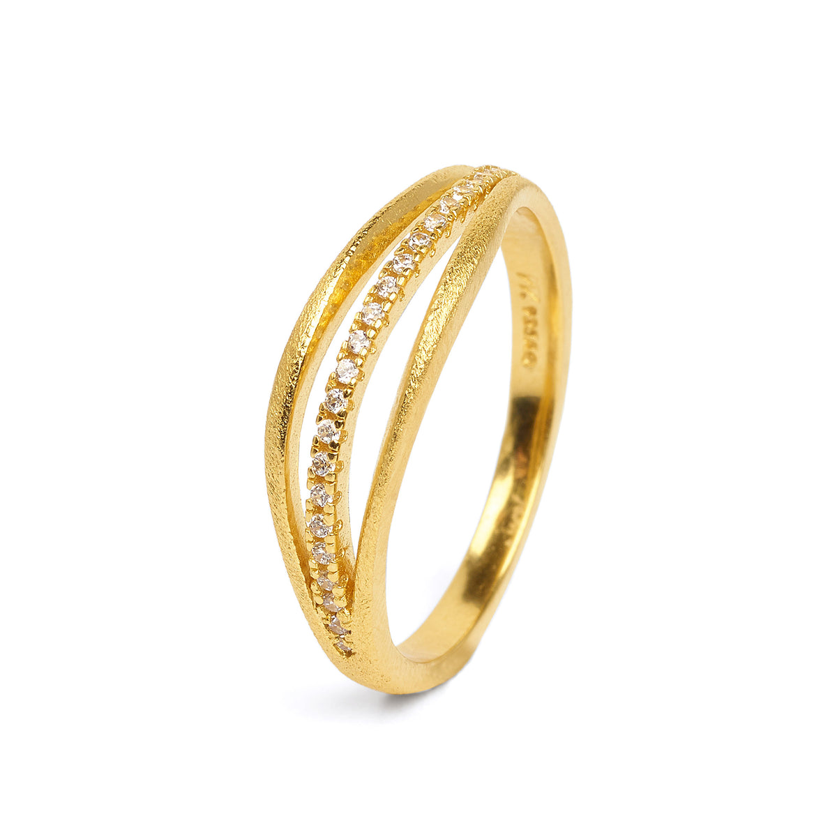 Ring Sentro von BERND WOLF aus 24-Karat-goldplattiertem Sterlingsilber mit Zirkonia, Designlinie Sentro.