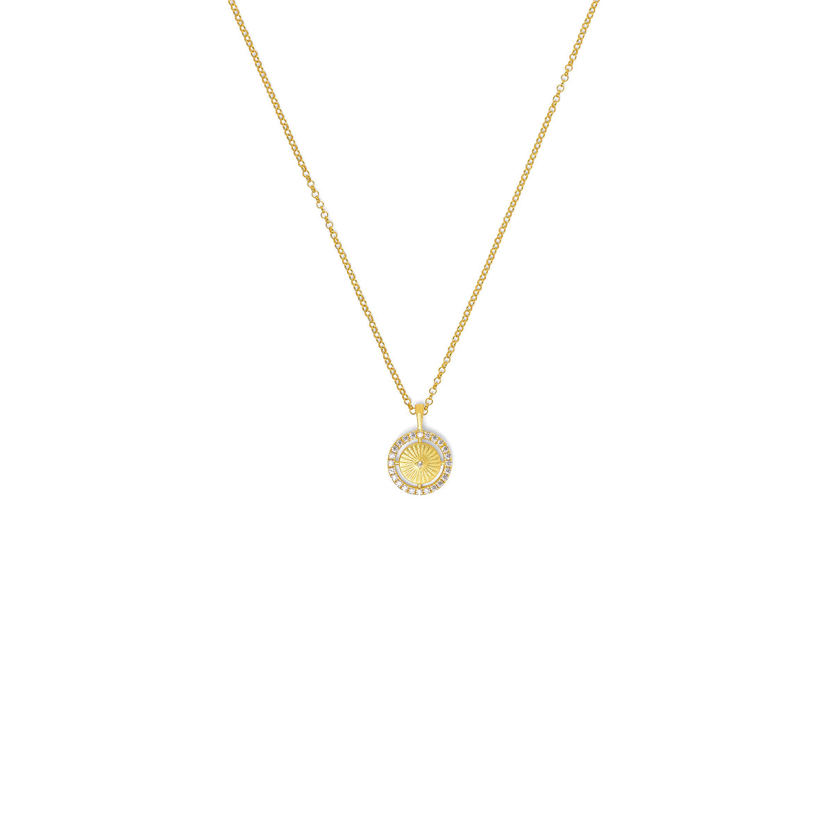 Kette mit Anhänger Solira von BERND WOLF aus 24-Karat-goldplattiertem Sterlingsilber mit Zirkonia, Designlinie Sun&Moon.