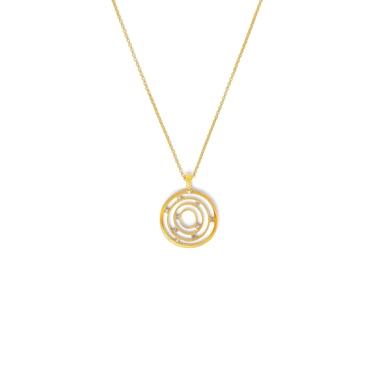 Kette mit Anhänger Selesta von BERND WOLF aus 24-Karat-goldplattiertem Sterlingsilber mit Zirkonia, Designlinie Swing.