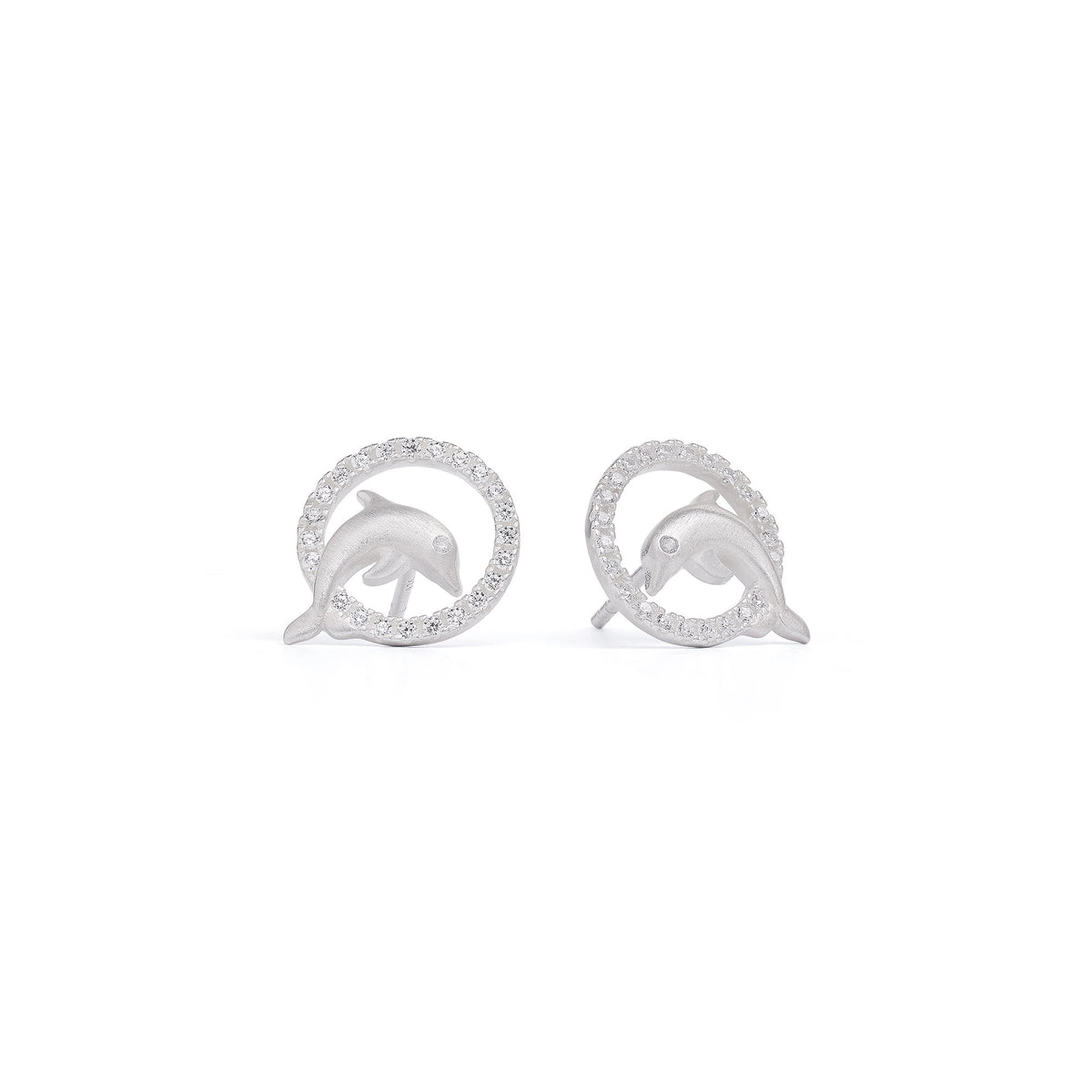 Ohrstecker Delfinias von BERND WOLF aus 925er Sterlingsilber mit Zirkonia, Designlinie Maritim.