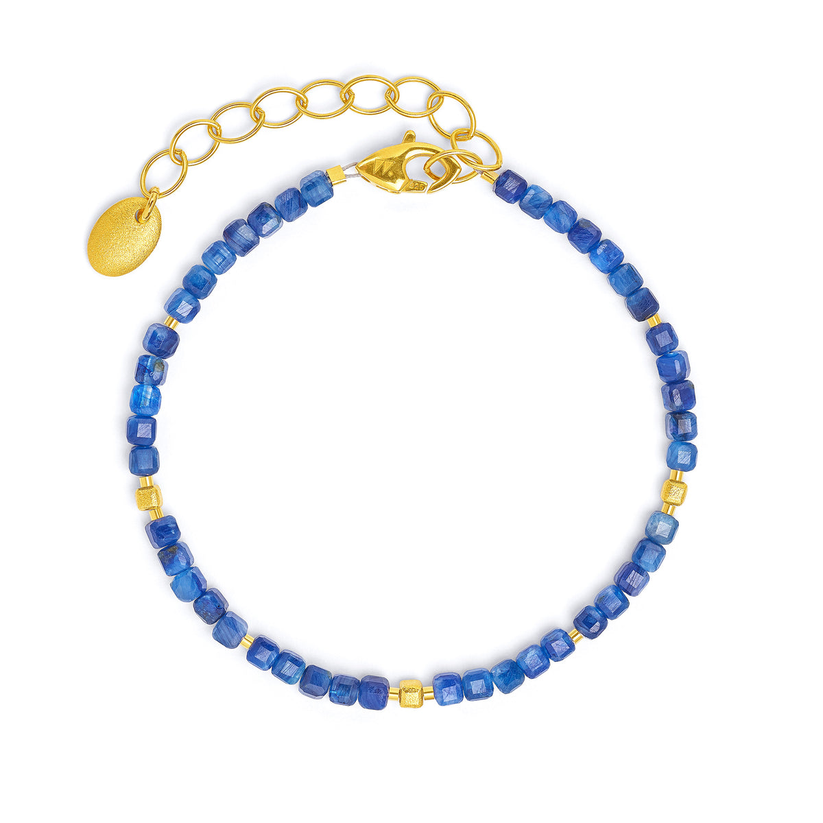 Armkette Cuseno von BERND WOLF aus 24-Karat-goldplattiertem Sterlingsilber mit Kyanit, Designlinie Cubes.
