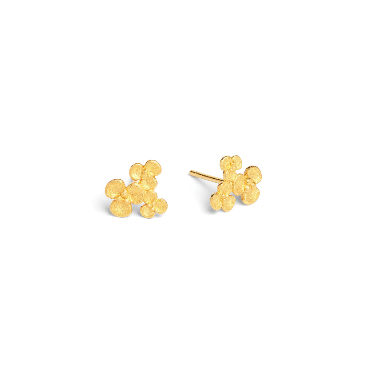 Ohrstecker Letri von BERND WOLF aus 24-Karat-goldplattiertem Sterlingsilber, Designlinie Flowertimes.