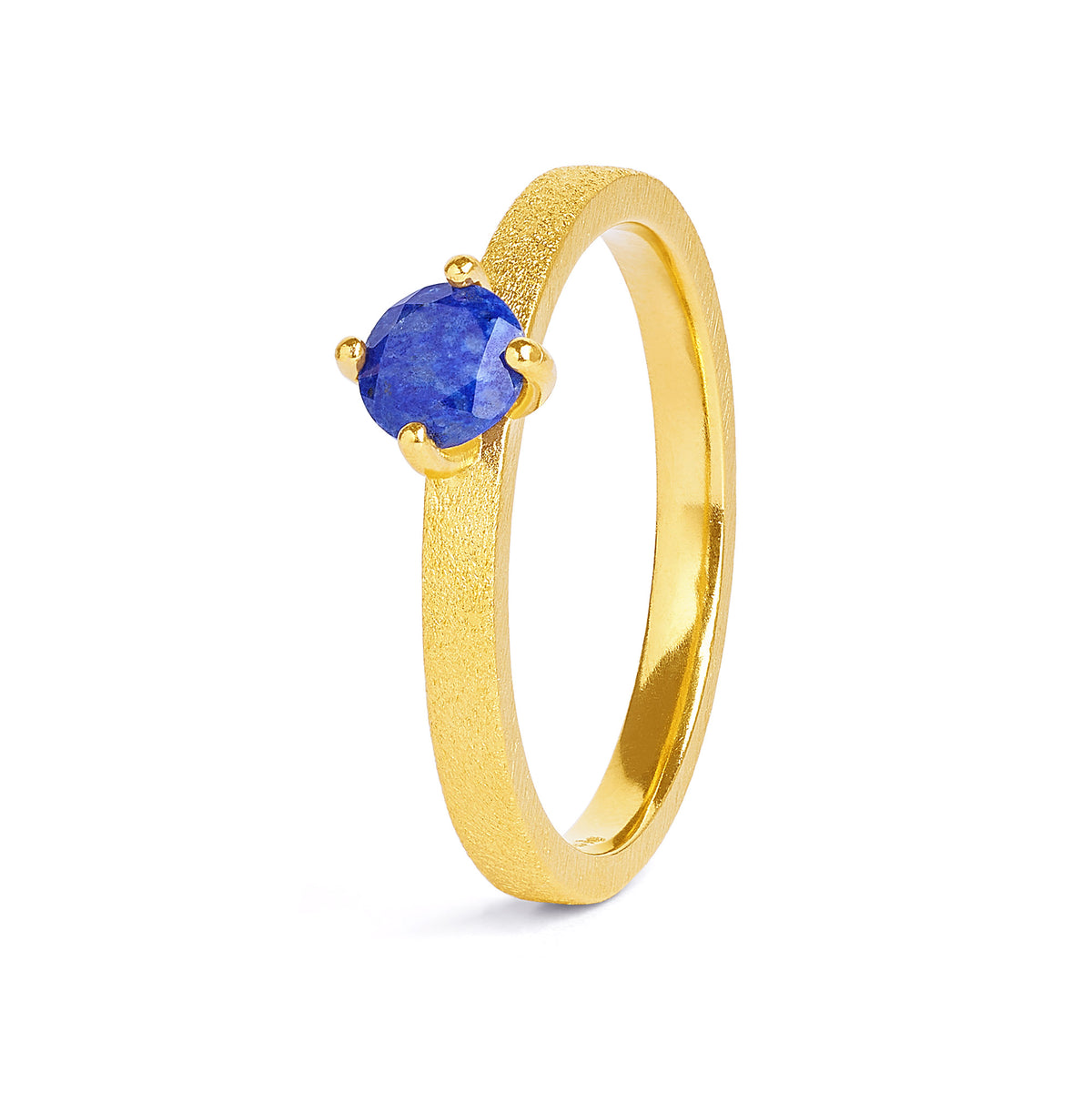 Ring Brilliani von BERND WOLF aus 24-Karat-goldplattiertem Sterlingsilber mit Lapislazuli, Designlinie Brilliana.