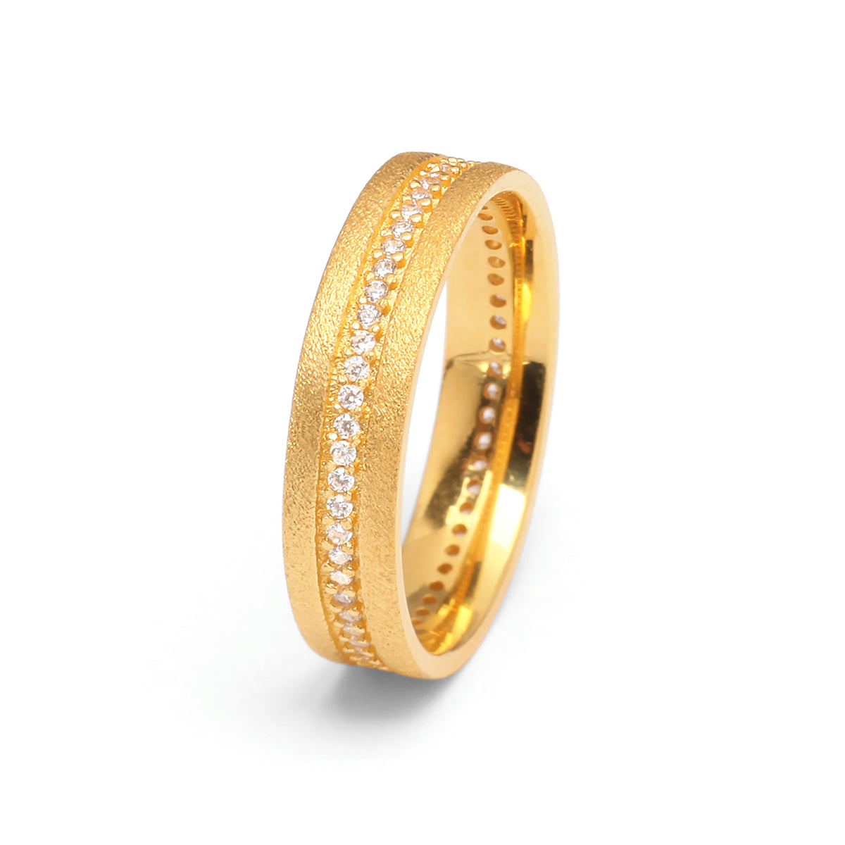 Ring Pascalini von BERND WOLF aus 24-Karat-goldplattiertem Sterlingsilber mit Zirkonia, Designlinie Pavé Zirkonia.