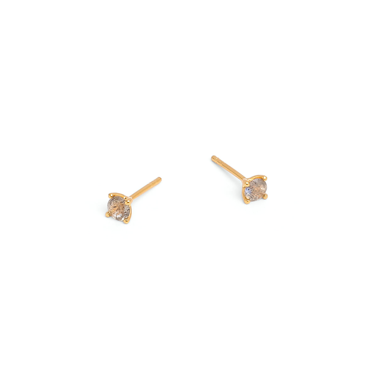 Ohrstecker Brilliani von BERND WOLF aus 24-Karat-goldplattiertem Sterlingsilber mit Labradorit, Designlinie Brilliana.