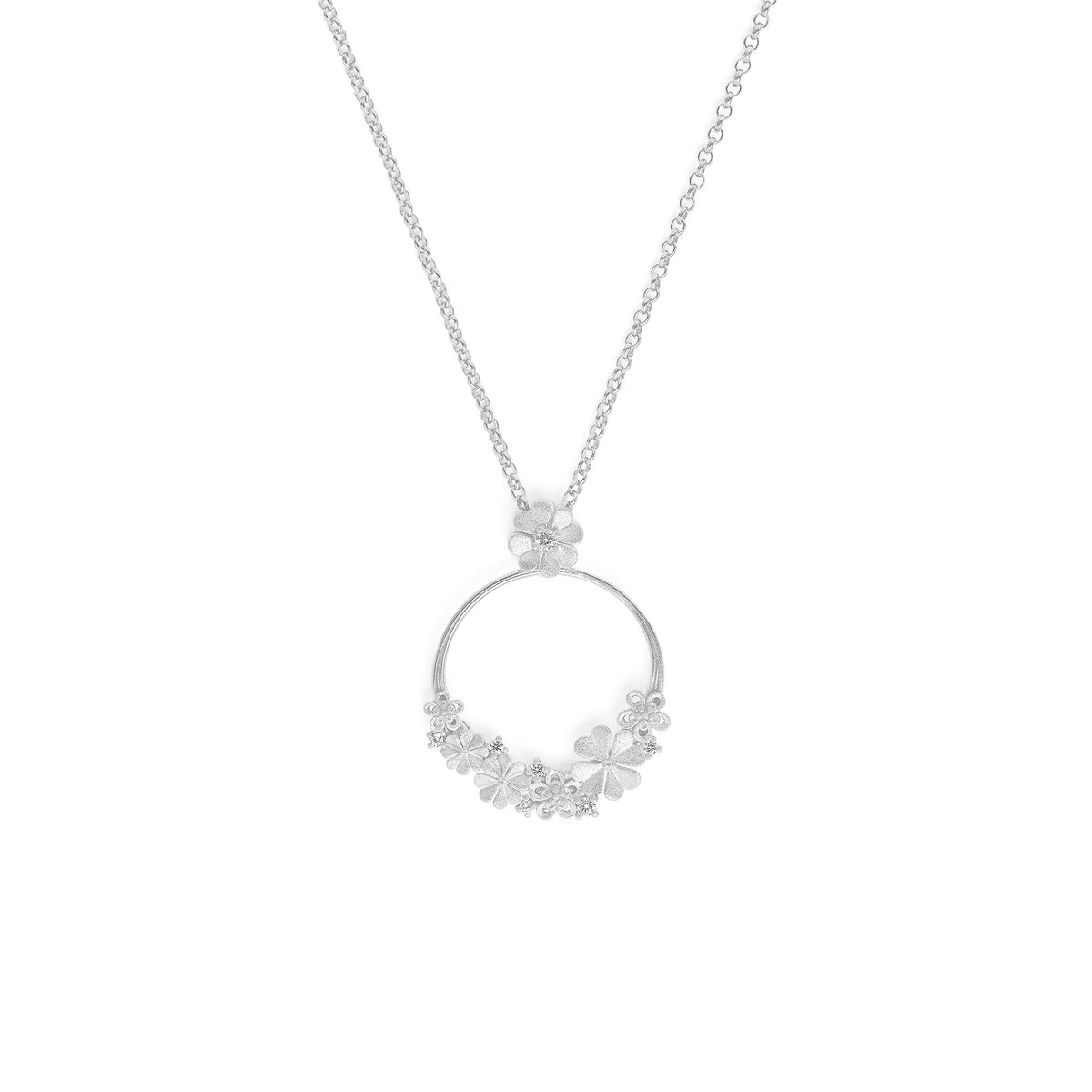 Kette mit Anhänger Kleerosa von BERND WOLF aus 925er Sterlingsilber mit Zirkonia, Designlinie Glücksbringer.