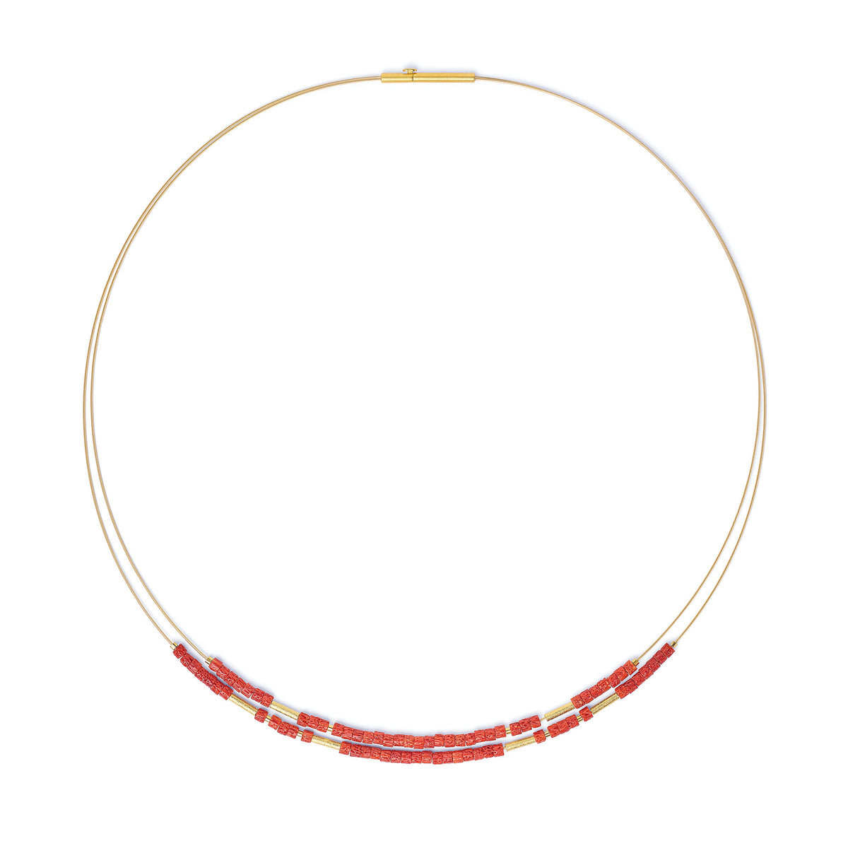 Collier Clenia von BERND WOLF aus 24-Karat-goldplattiertem Sterlingsilber mit Wurzelkoralle, Designlinie Cleopatra.