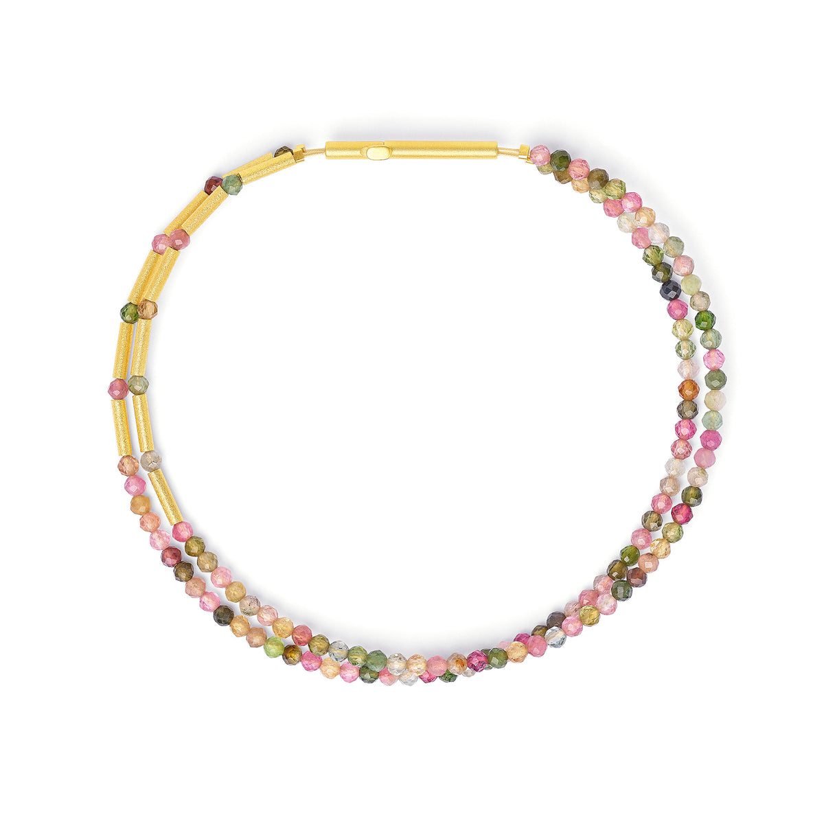 Armreif Clini von BERND WOLF aus 24-Karat-goldplattiertem Sterlingsilber mit Turmalin, Designlinie Cleopatra.
