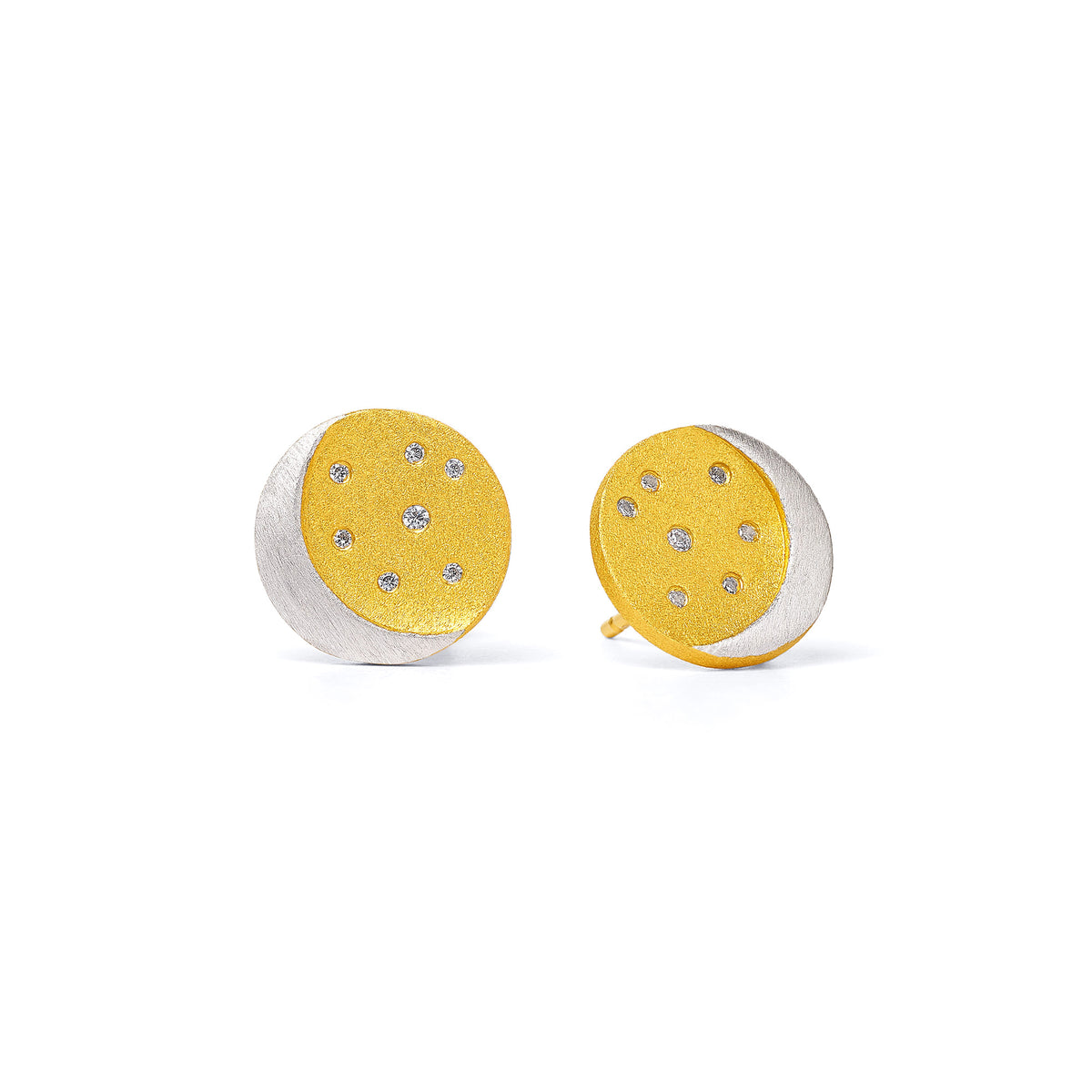 Ohrstecker Lunar von BERND WOLF aus 24-Karat-goldplattiert+versilbert mit Bicolor, Designlinie Sun&Moon.