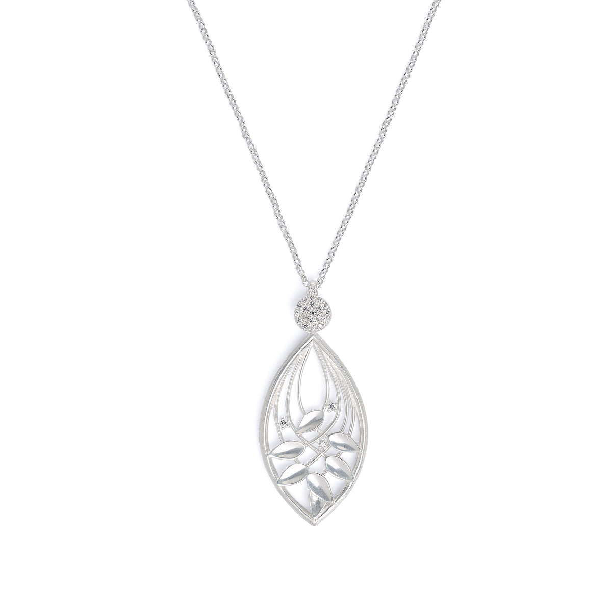 Kette mit Anhänger Driluna von BERND WOLF aus 925er Sterlingsilber mit Zirkonia, Designlinie Leaves.