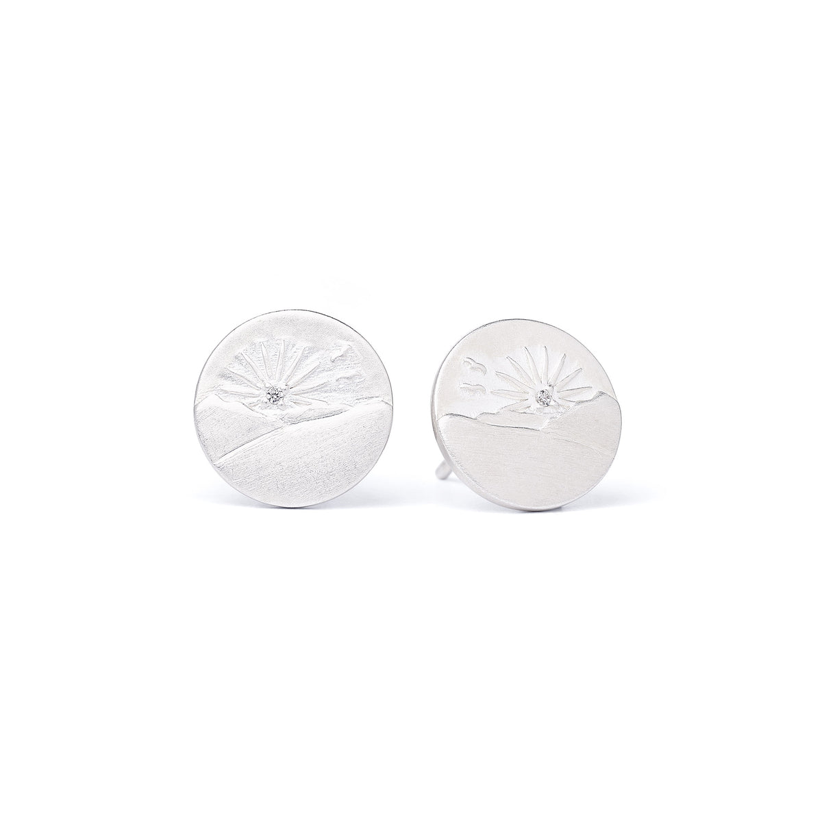 Ohrstecker Bergsonne von BERND WOLF aus 925er Sterlingsilber mit Zirkonia, Designlinie Sun&Moon.