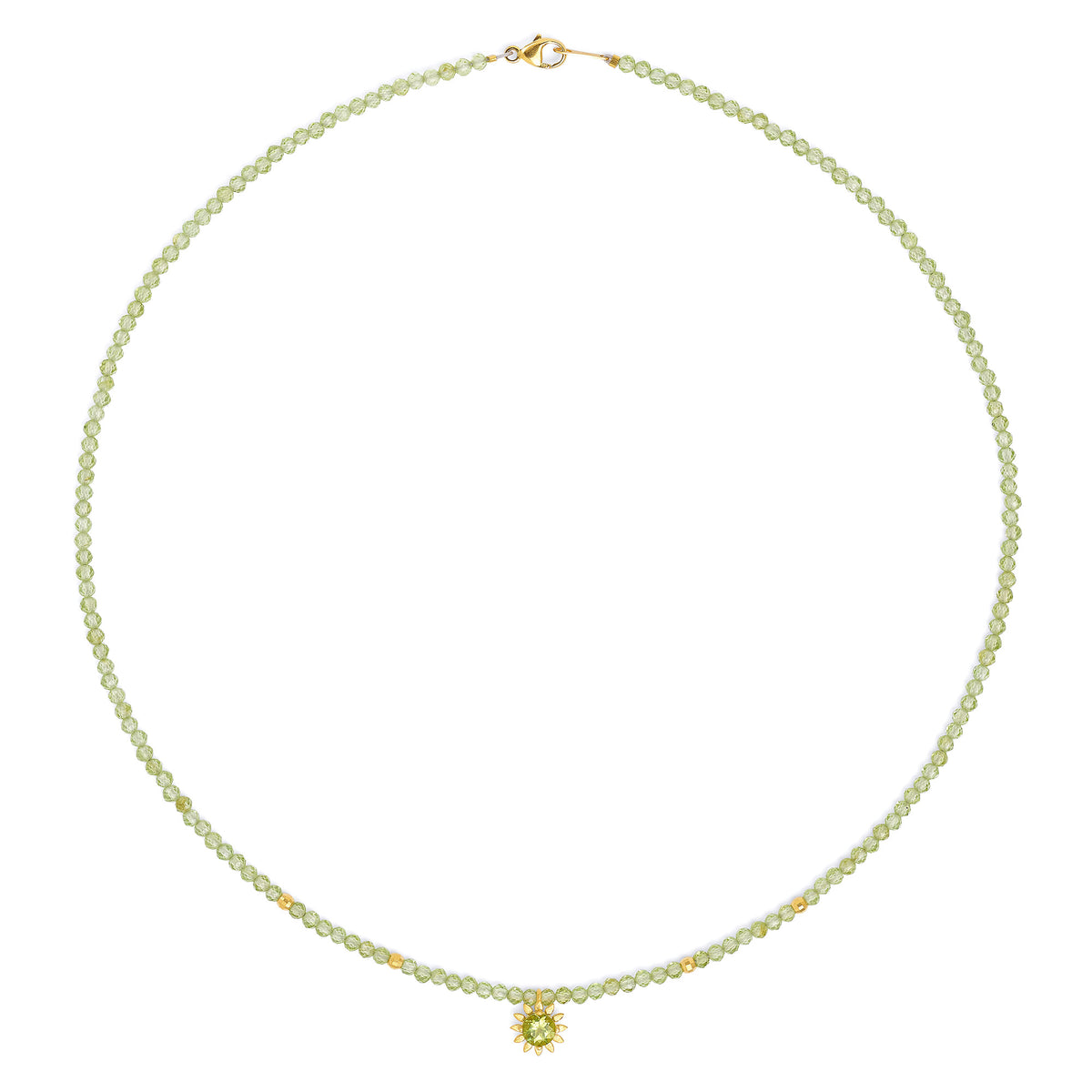 Kette mit Anhänger Solena von BERND WOLF aus 14-Karat-Gold mit Peridot, Designlinie Soleil.