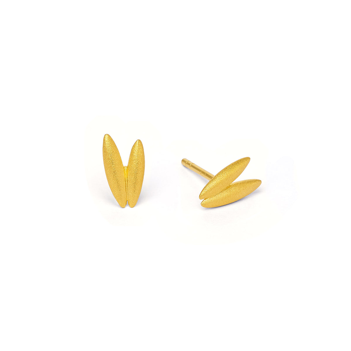 Ohrstecker Venduett von BERND WOLF aus 24-Karat-goldplattiertem Sterlingsilber, Designlinie Navette.