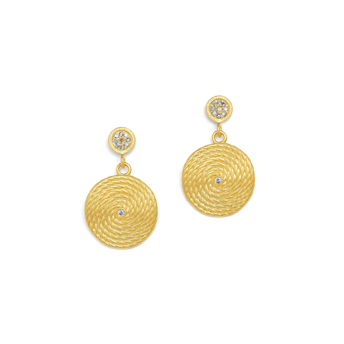 Ohrhänger Lianas von BERND WOLF aus 24-Karat-goldplattiertem Sterlingsilber mit Zirkonia, Designlinie Liana.
