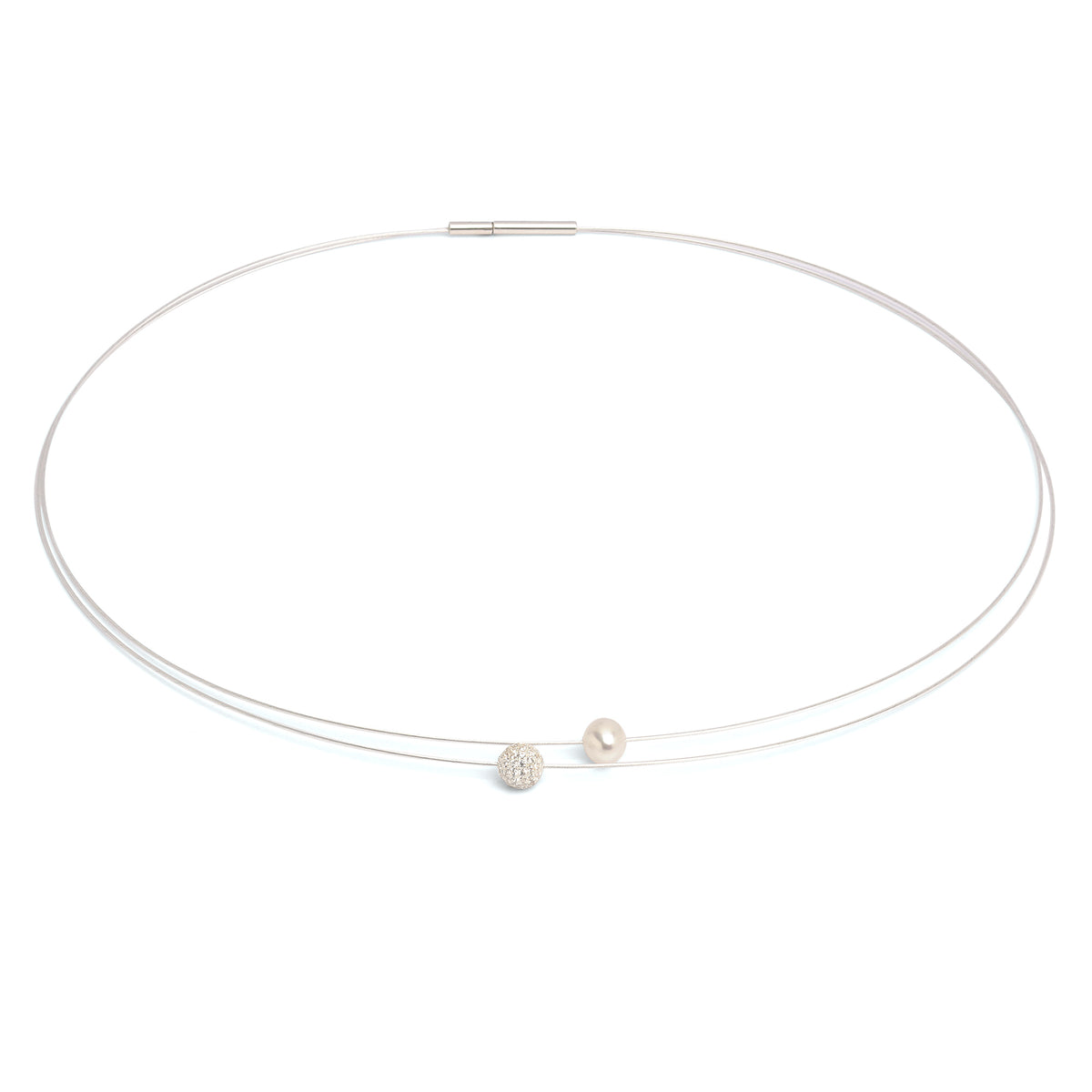 Collier SideBySide von BERND WOLF aus 925er Sterlingsilber mit Süßwasserperle, Designlinie Apasiona.