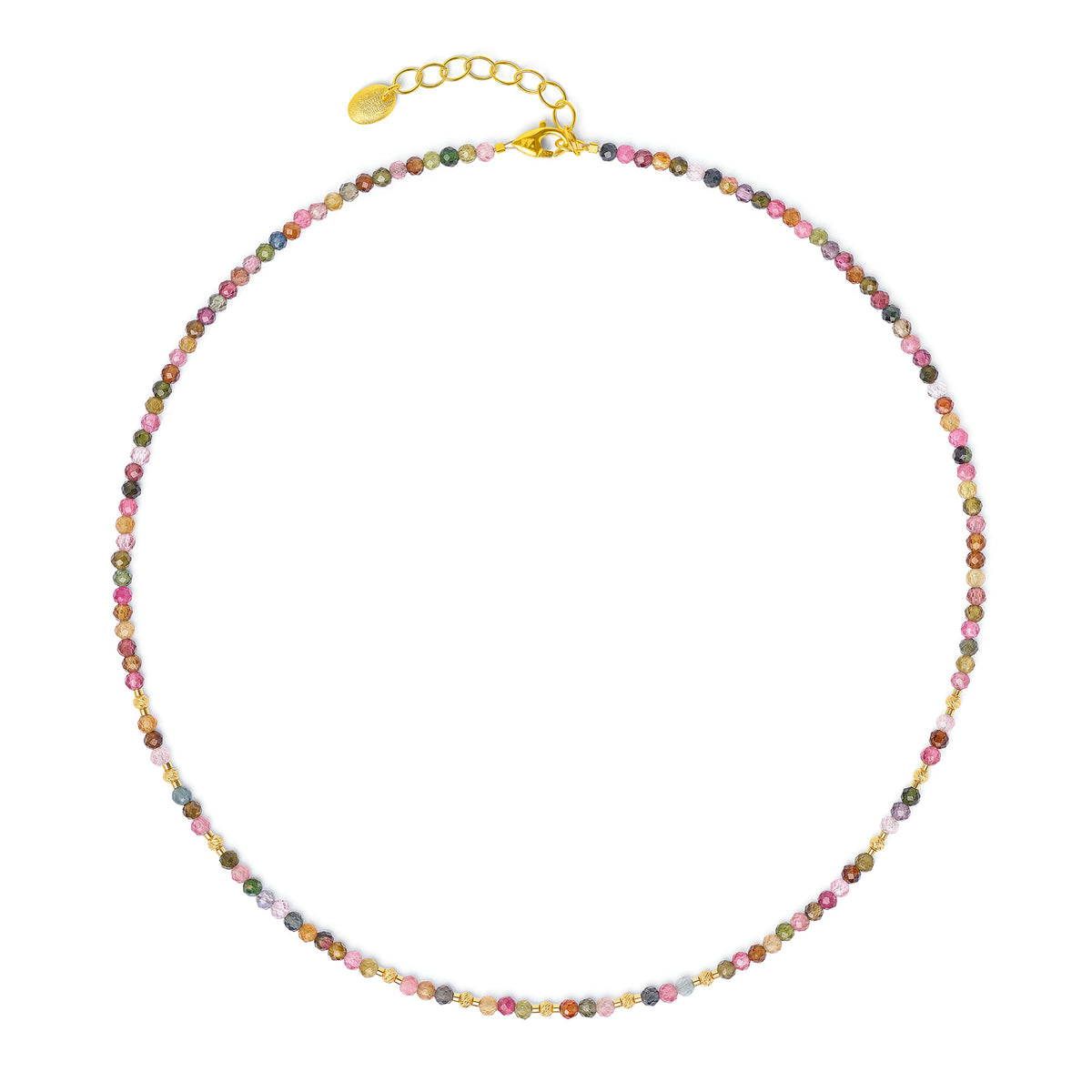 Halskette Indina von BERND WOLF aus 24-Karat-goldplattiertem Sterlingsilber mit Turmalin, Designlinie Cleopatra.