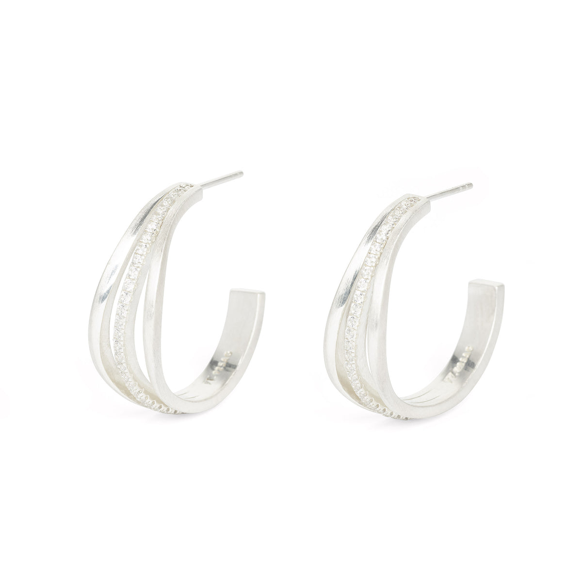 Creolen Sentros von BERND WOLF aus 925er Sterlingsilber mit Zirkonia, Designlinie Sentro.