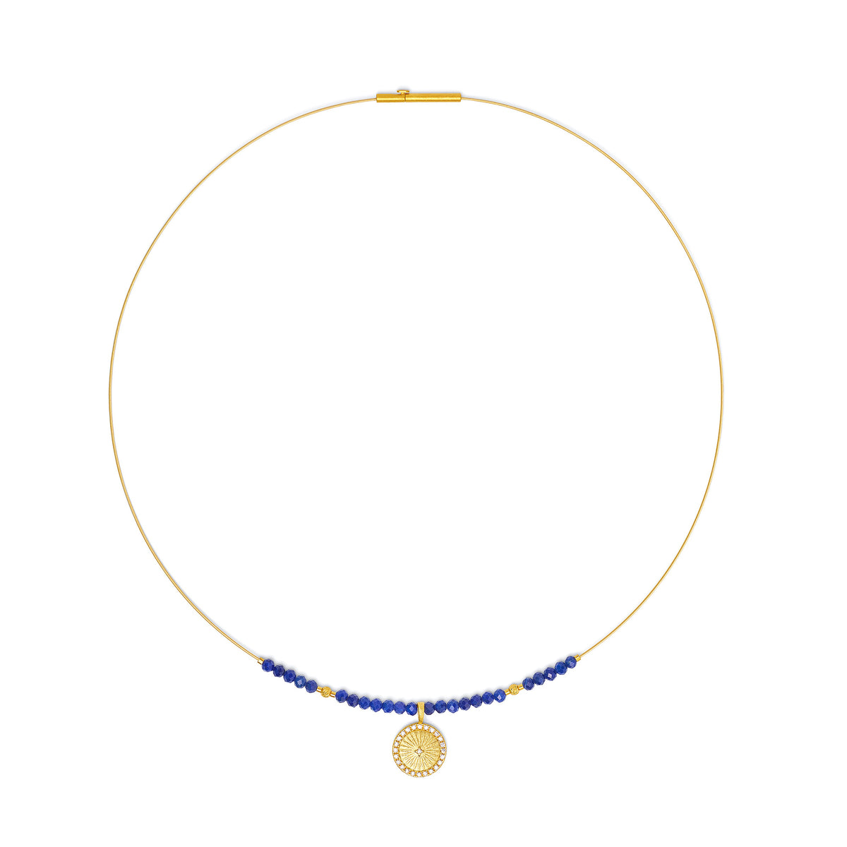 Collier Sunny von BERND WOLF aus 24-Karat-goldplattiertem Sterlingsilber mit Lapislazuli, Designlinie Sun&Moon.