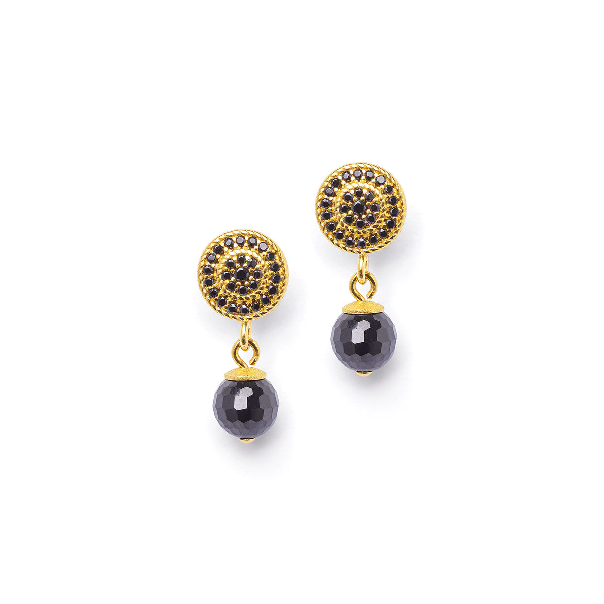 Ohrhänger Verina von BERND WOLF aus 24-Karat-goldplattiertem Sterlingsilber mit Spinell, Designlinie Sparkling Pavé.