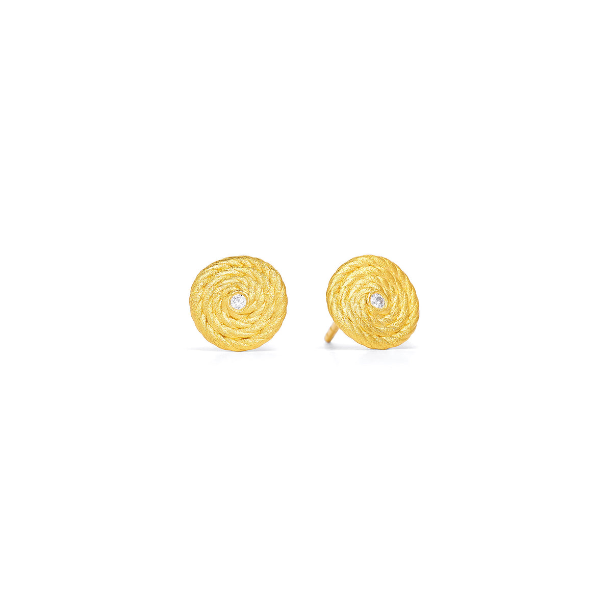Ohrstecker Liani von BERND WOLF aus 24-Karat-goldplattiertem Sterlingsilber mit Zirkonia, Designlinie Liana.