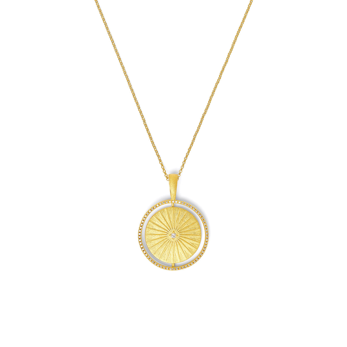 Kette mit Anhänger Sun'33 von BERND WOLF aus 24-Karat-goldplattiertem Sterlingsilber mit Zirkonia, Designlinie Sun&Moon.