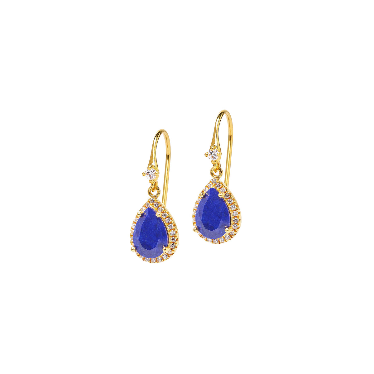 Ohrhänger Antonia von BERND WOLF aus 24-Karat-goldplattiertem Sterlingsilber mit Lapislazuli, Designlinie Aqua.