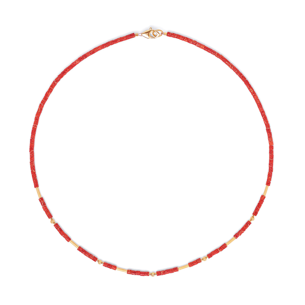 Halskette Tafacia von BERND WOLF aus 24-Karat-goldplattiertem Sterlingsilber mit Wurzelkoralle, Designlinie Cleopatra.