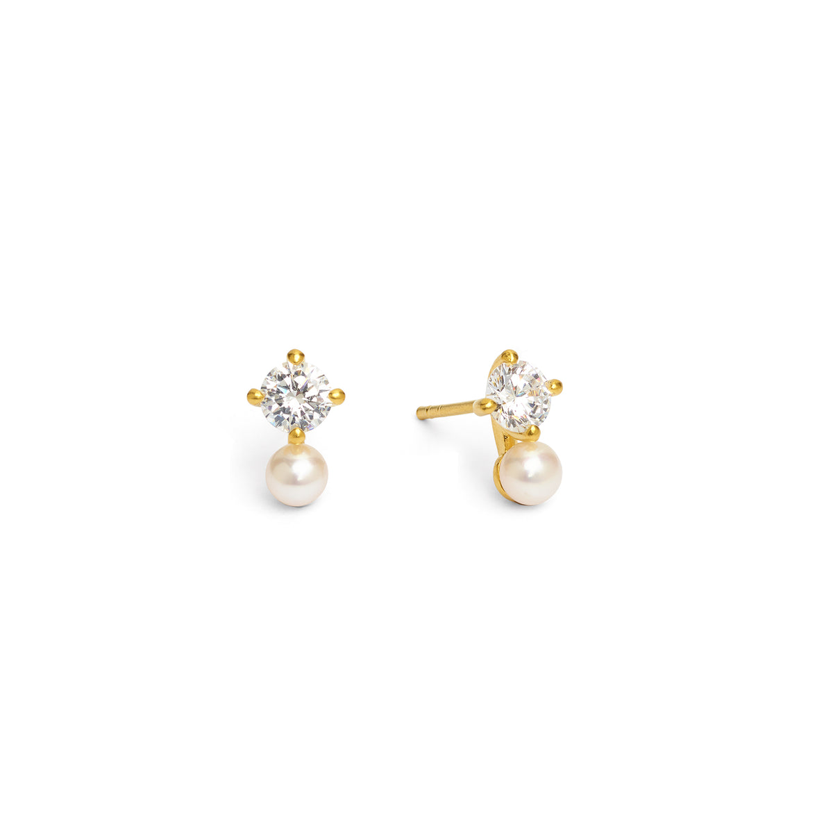 Ohrstecker Brinetta von BERND WOLF aus 24-Karat-goldplattiertem Sterlingsilber mit Süßwasserperle, Designlinie Brilliana.