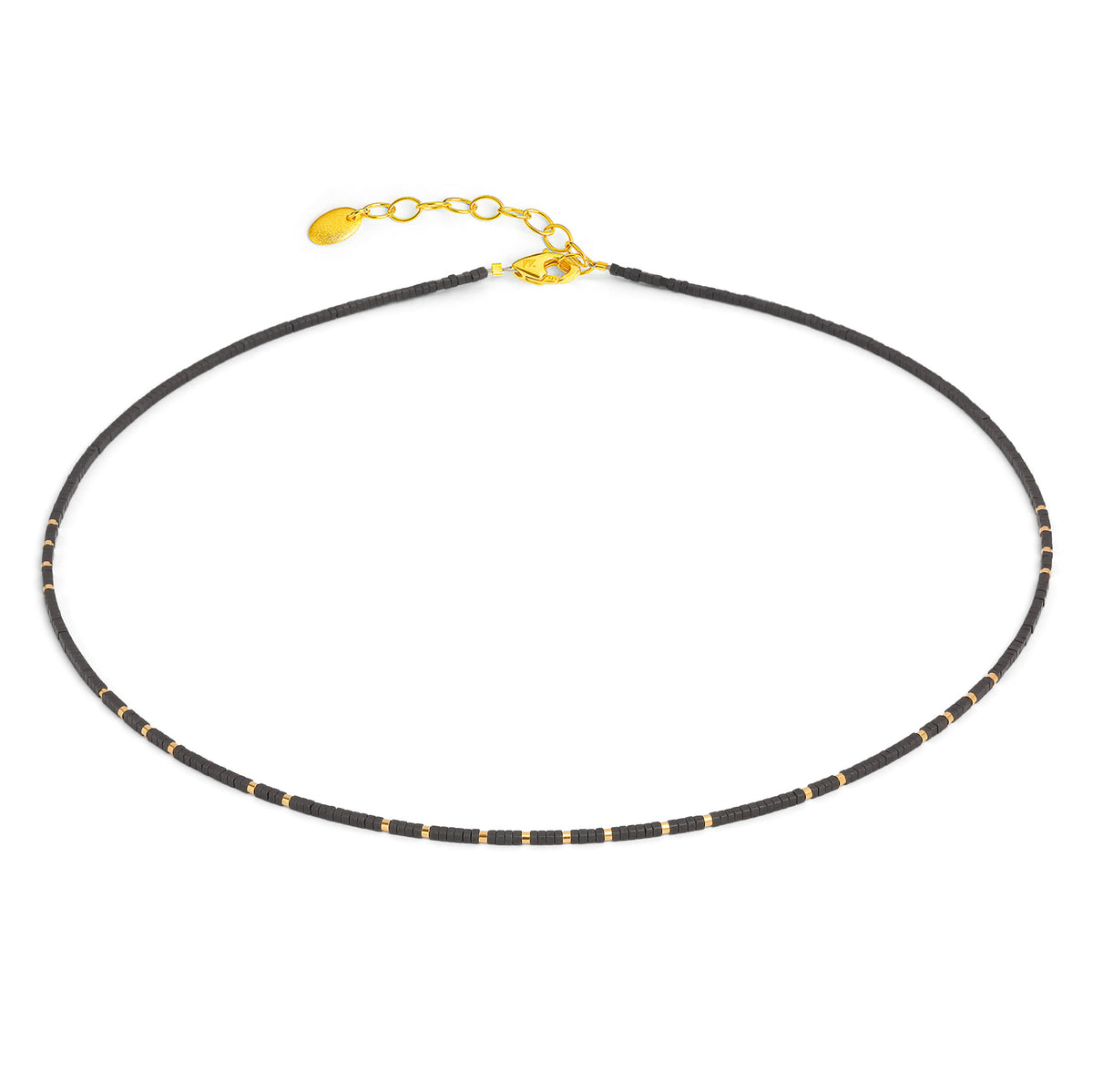 Halskette Würfel von BERND WOLF aus 24-Karat-goldplattiertem Sterlingsilber mit Hämatin matt, Designlinie Cubes.
