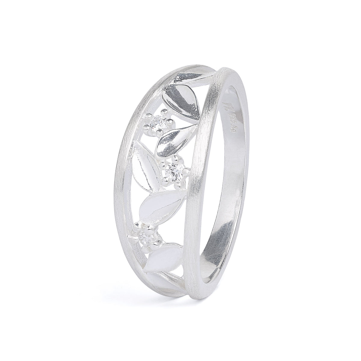 Ring Driluni von BERND WOLF aus 925er Sterlingsilber mit Zirkonia, Designlinie Leaves.
