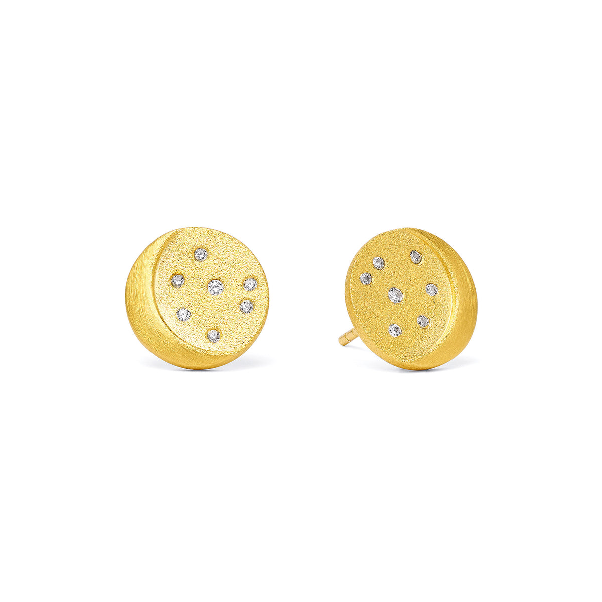 Ohrstecker Lunar von BERND WOLF aus 24-Karat-goldplattiertem Sterlingsilber mit Zirkonia, Designlinie Sun&Moon.