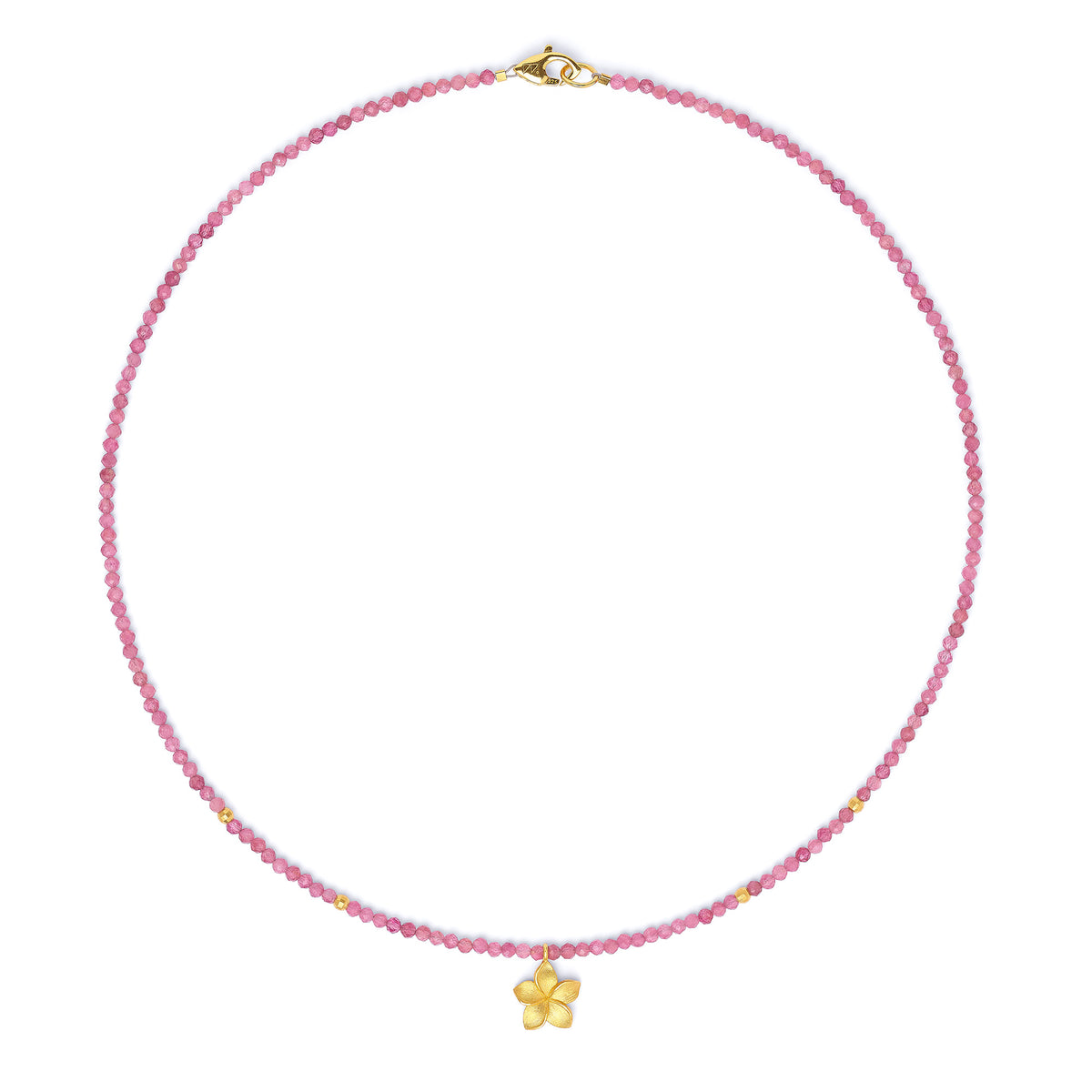 Halskette Franca von BERND WOLF aus 14-Karat-Gold mit Turmalin pink, Designlinie Frangipani.