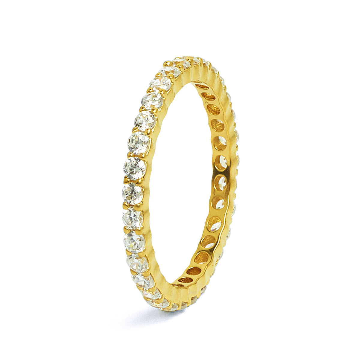 Ring Wellas von BERND WOLF aus 24-Karat-goldplattiertem Sterlingsilber mit Zirkonia, Designlinie Sparkling Pavé.