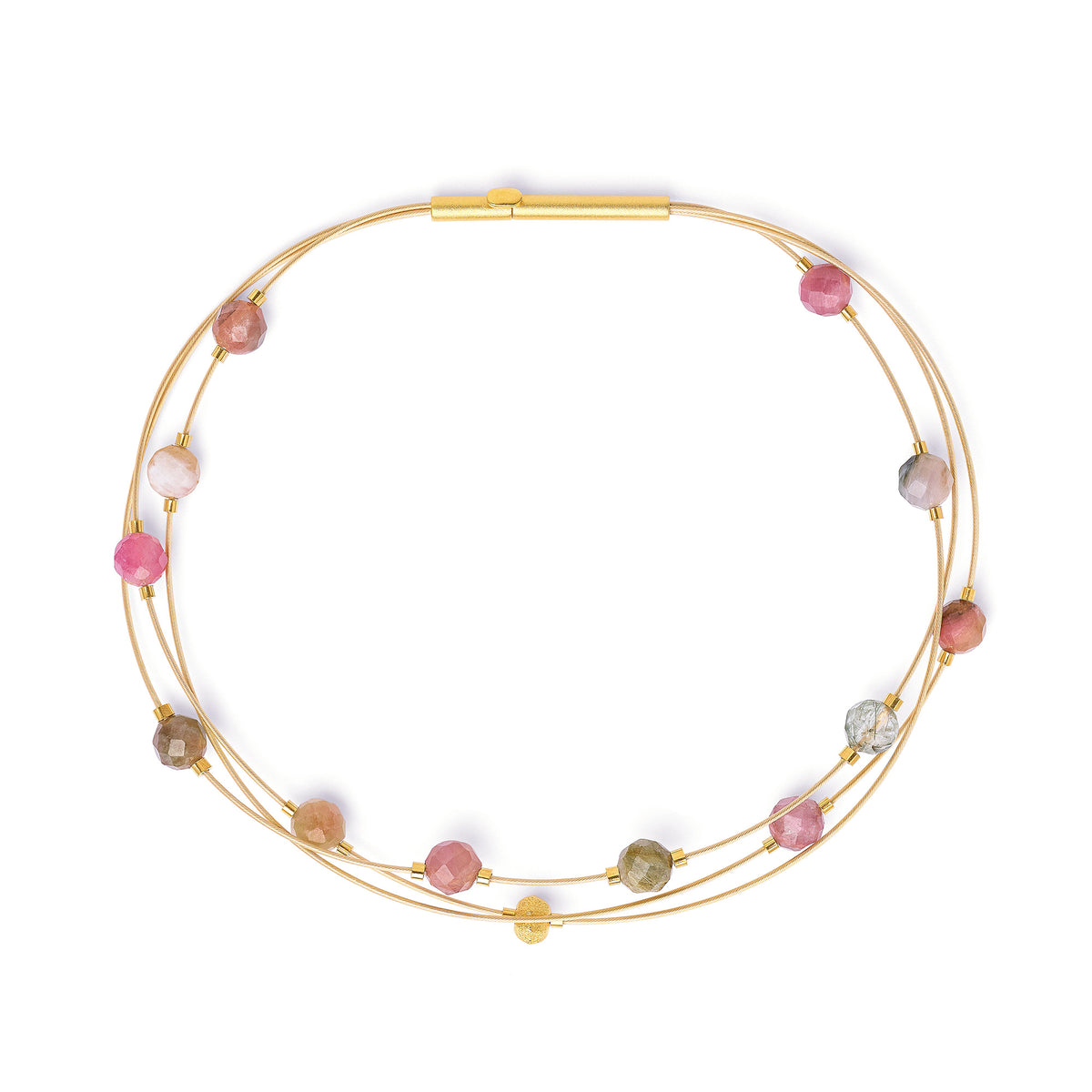 Armreif LaCialo von BERND WOLF aus 24-Karat-goldplattiertem Sterlingsilber mit Turmalin, Designlinie Facette.