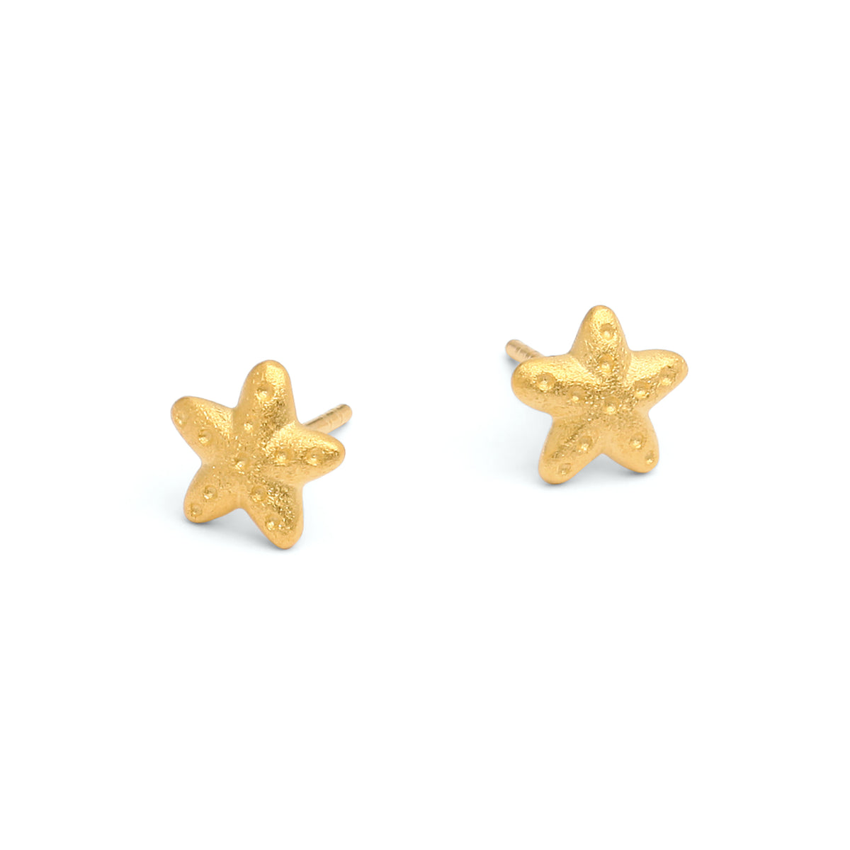 Ohrstecker Seestern von BERND WOLF aus 24-Karat-goldplattiertem Sterlingsilber, Designlinie Maritim.