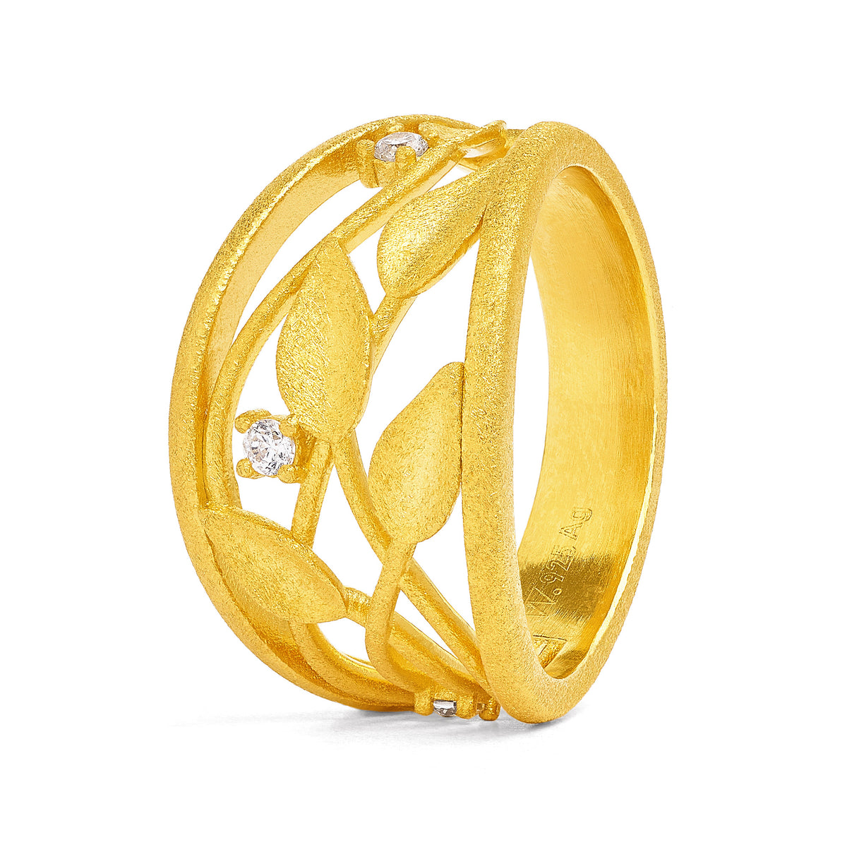 Ring Driluna von BERND WOLF aus 925er Sterlingsilber mit Zirkonia, Designlinie Leaves.