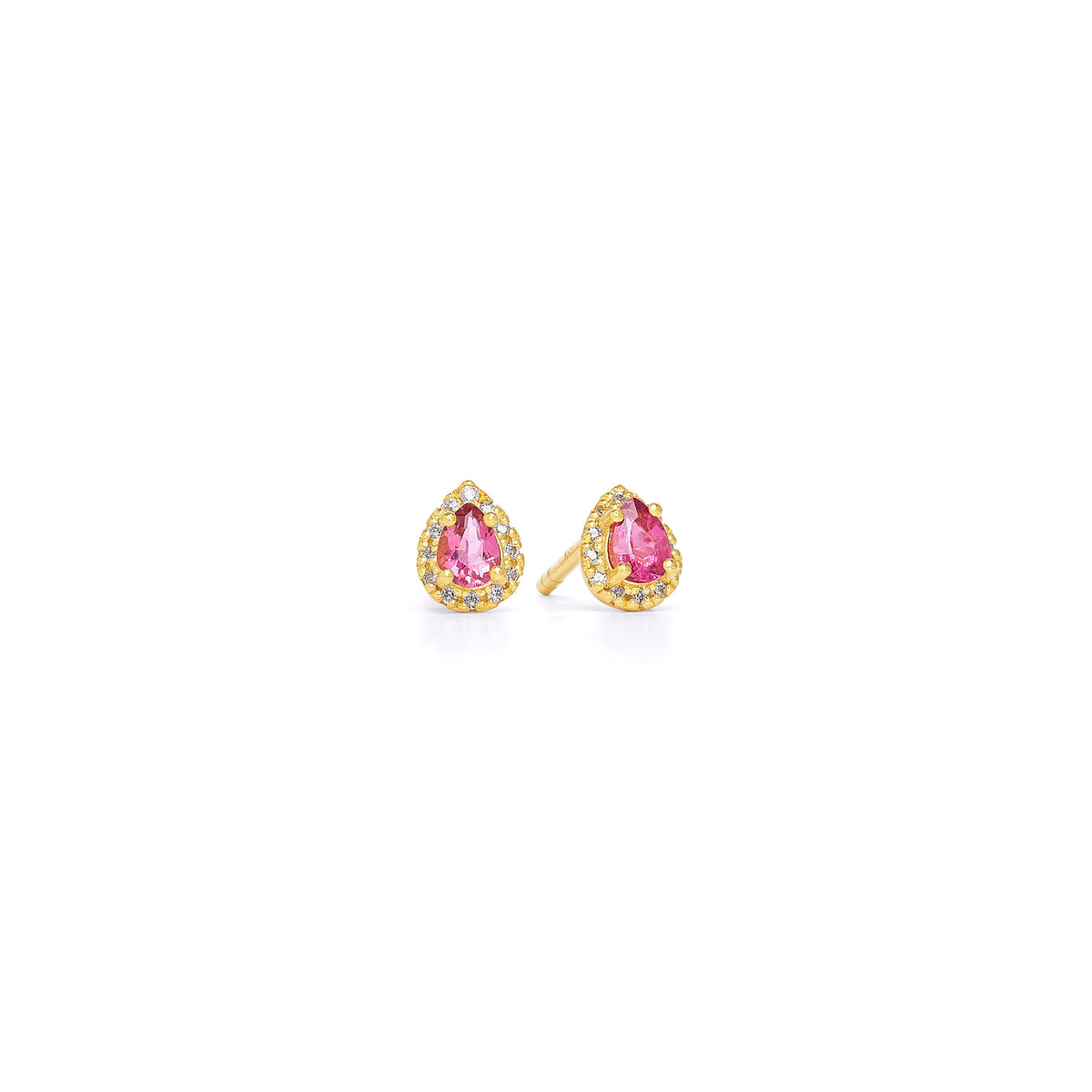 Ohrstecker Antini von BERND WOLF aus 24-Karat-goldplattiertem Sterlingsilber mit Turmalin pink, Designlinie Aqua.