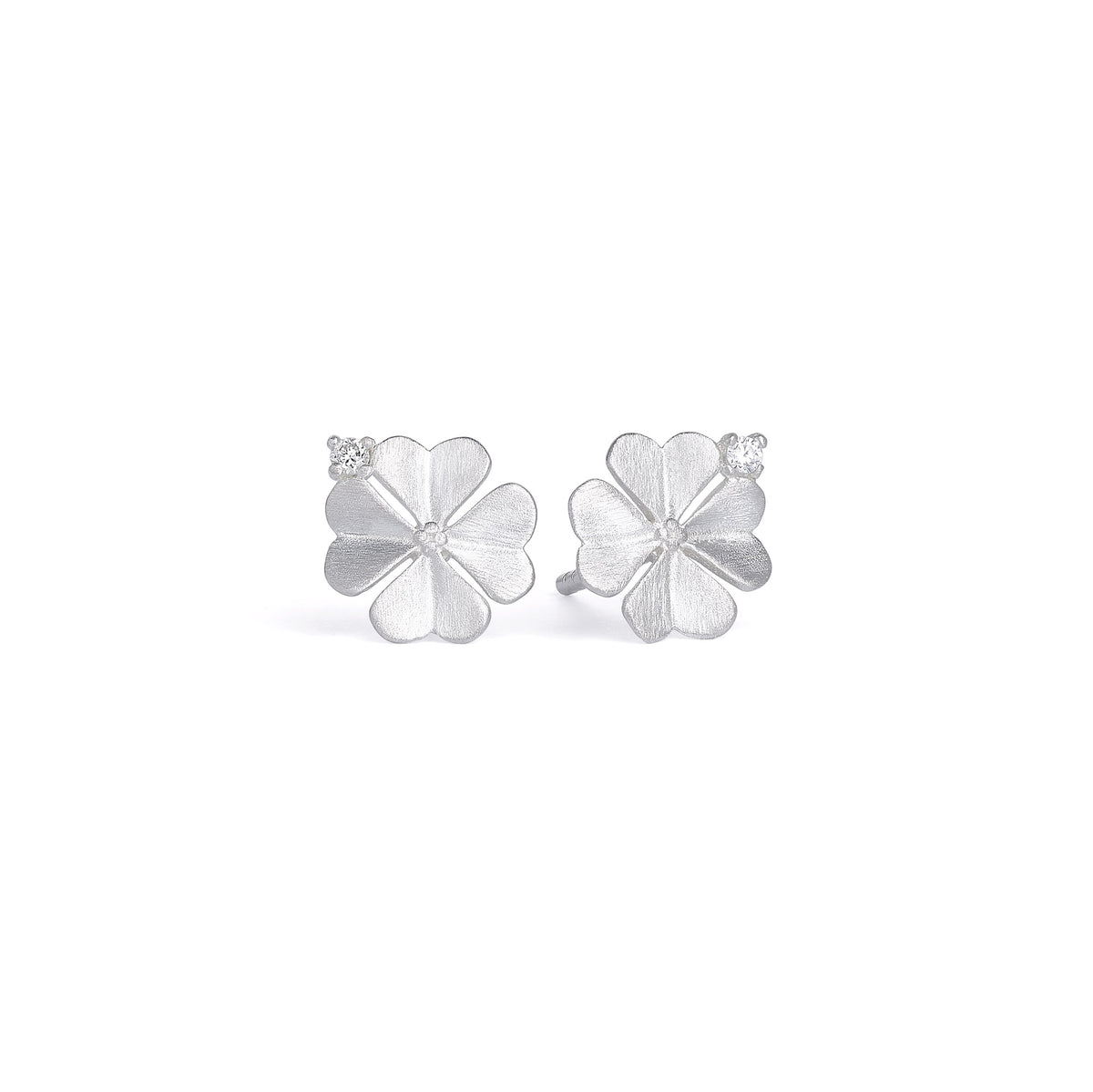Ohrstecker Kleenias von BERND WOLF aus 925er Sterlingsilber mit Zirkonia, Designlinie Glücksbringer.