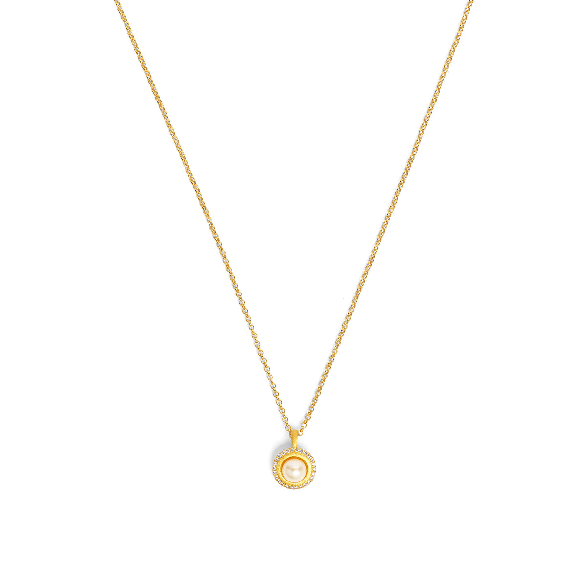 Kette mit Anhänger Disana von BERND WOLF aus 24-Karat-goldplattiertem Sterlingsilber mit Süßwasserperle, Designlinie Planeo.