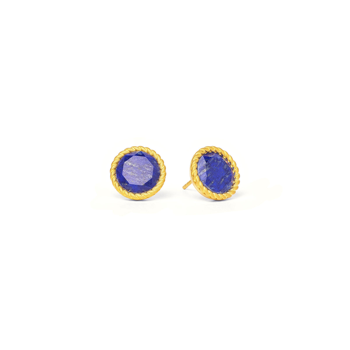 Ohrstecker Castiglia von BERND WOLF aus 24-Karat-goldplattiertem Sterlingsilber mit Lapislazuli, Designlinie Twisted.