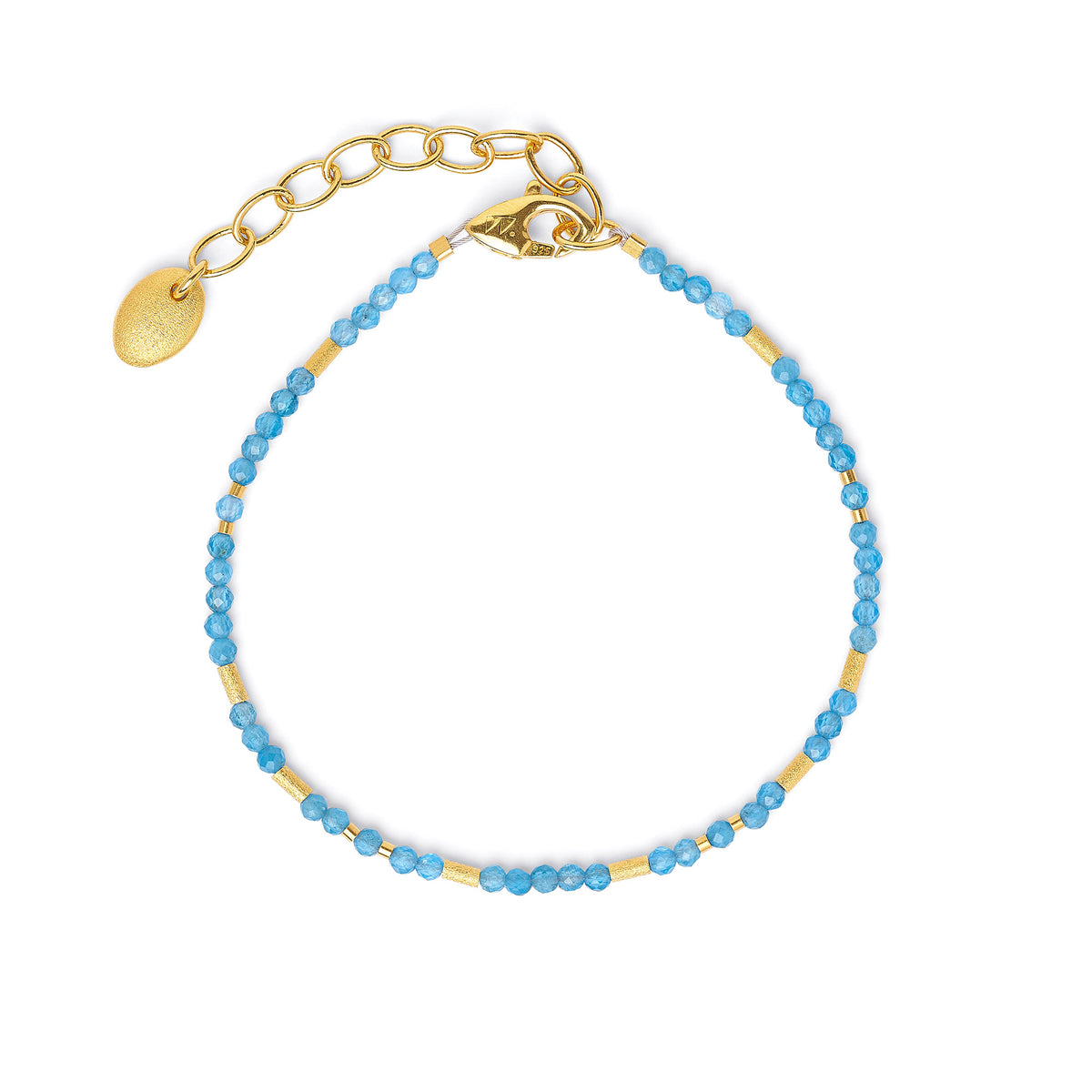 Armkette Tabaci von BERND WOLF aus 24-Karat-goldplattiertem Sterlingsilber mit Apatit, Designlinie Cleopatra.