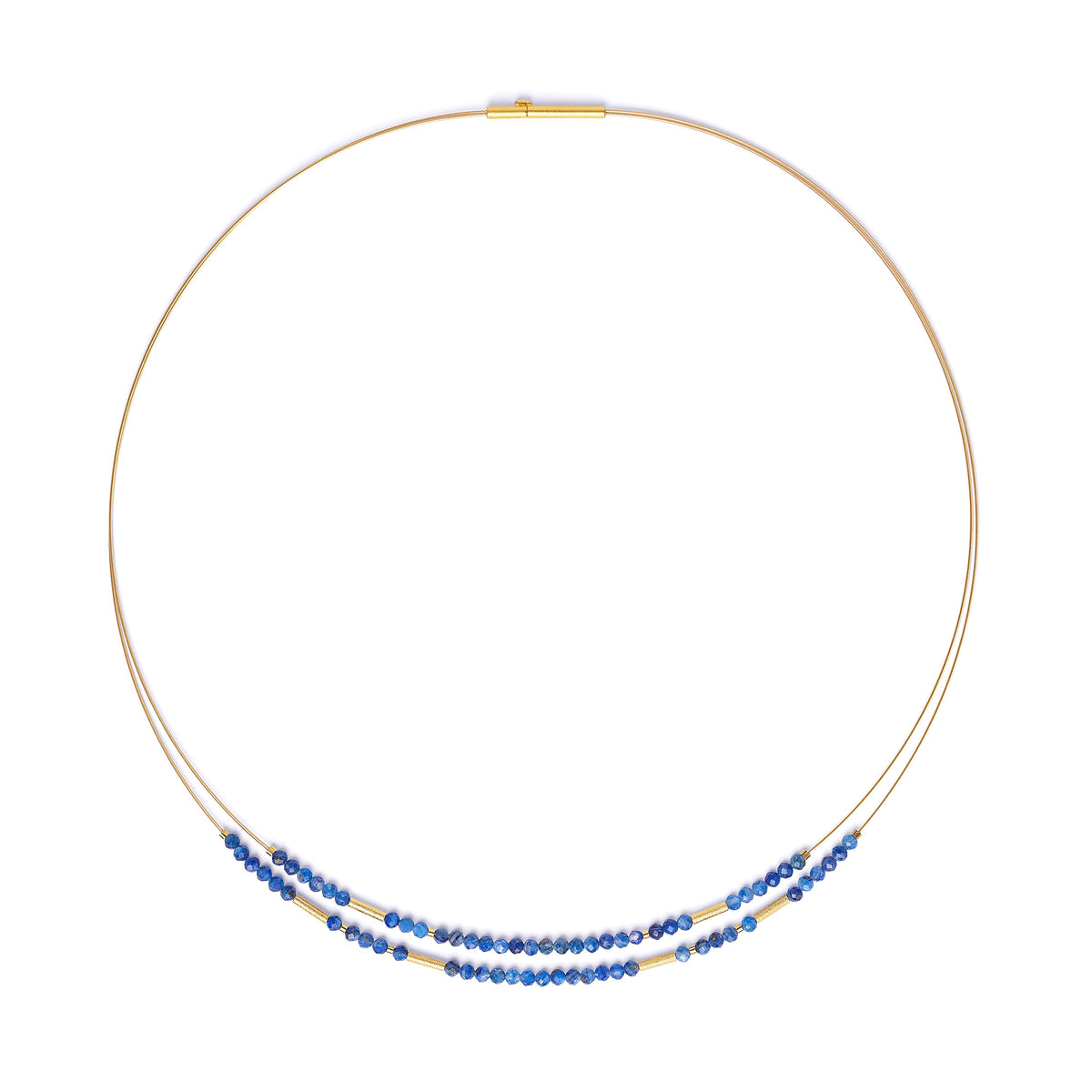 Collier Clenia von BERND WOLF aus 24-Karat-goldplattiertem Sterlingsilber mit Kyanit, Designlinie Cleopatra.