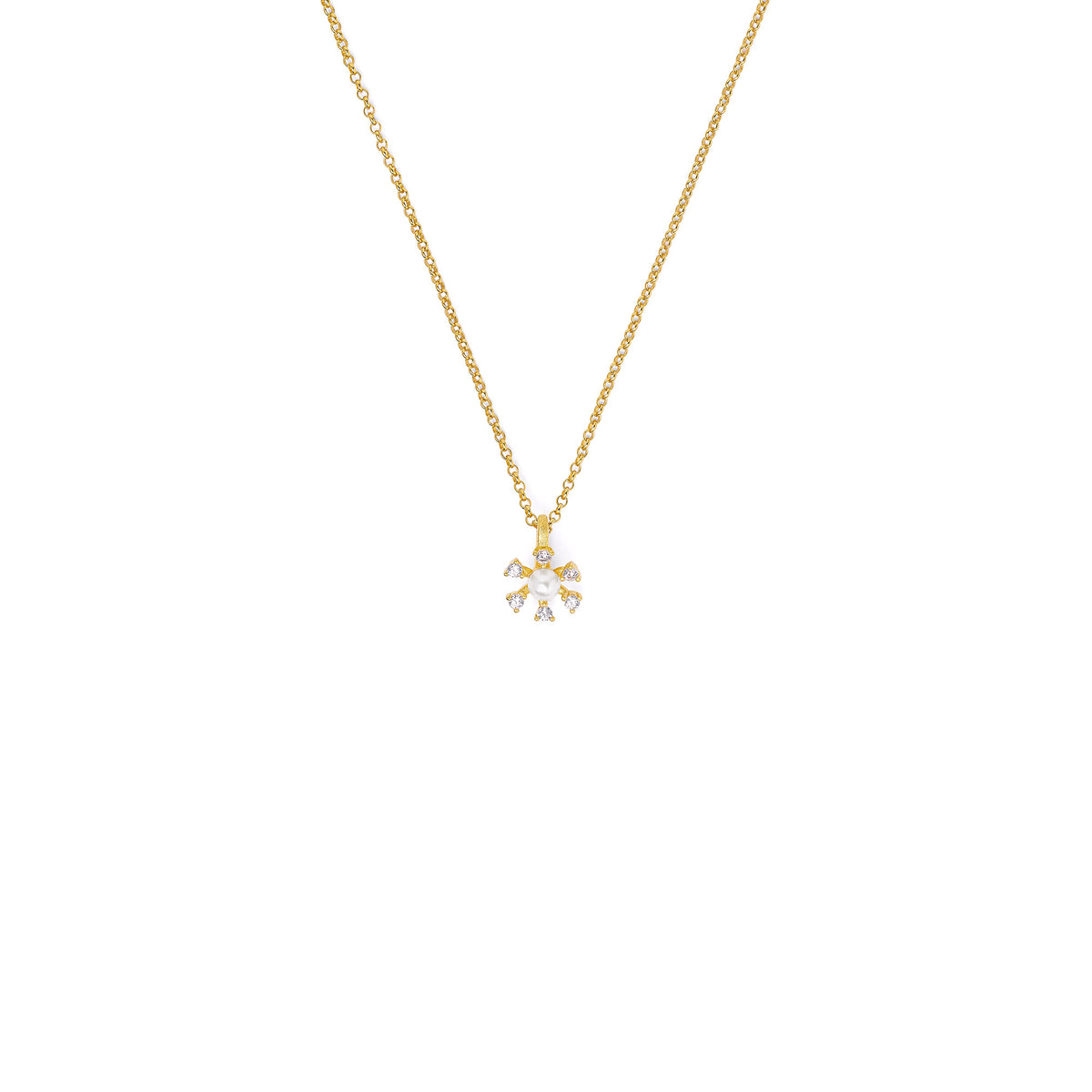 Anhänger Crystalli von BERND WOLF aus 24-Karat-goldplattiertem Sterlingsilber mit Süßwasserperle.