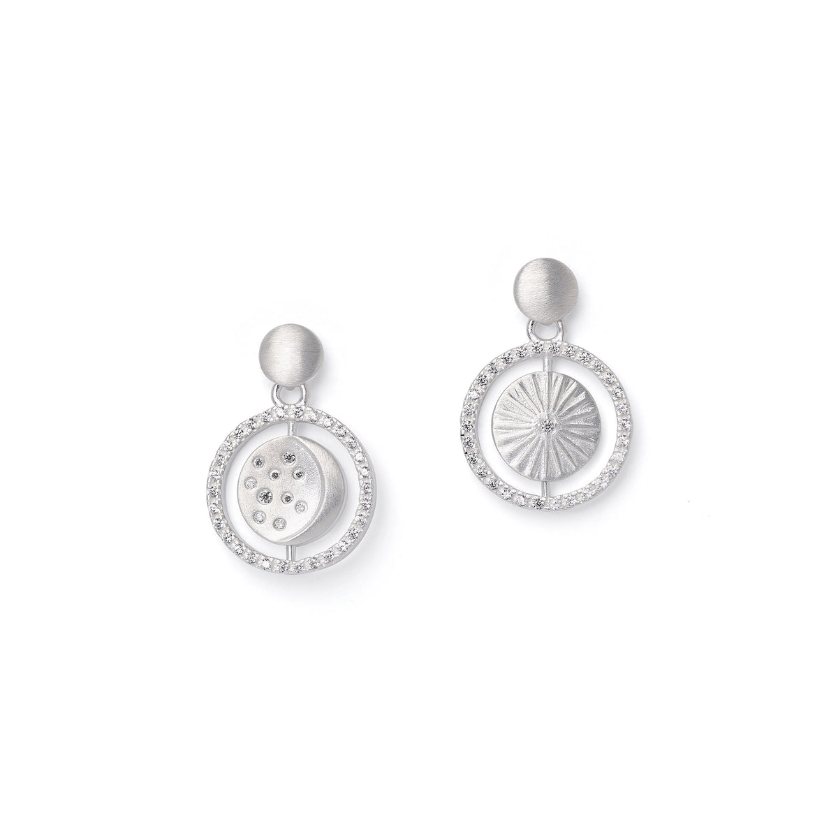 Ohrhänger Sun von BERND WOLF aus 925er Sterlingsilber mit Zirkonia, Designlinie Sun&Moon.