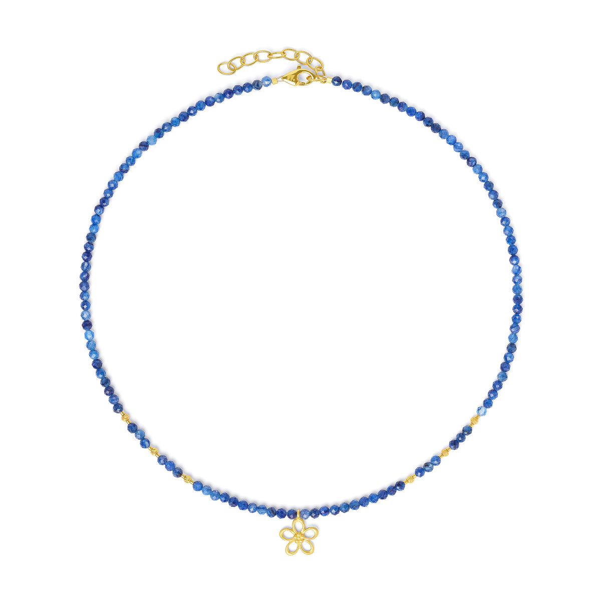 Kette mit Anhänger Ceronia von BERND WOLF aus 24-Karat-goldplattiertem Sterlingsilber mit Kyanit, Designlinie Flowertimes.