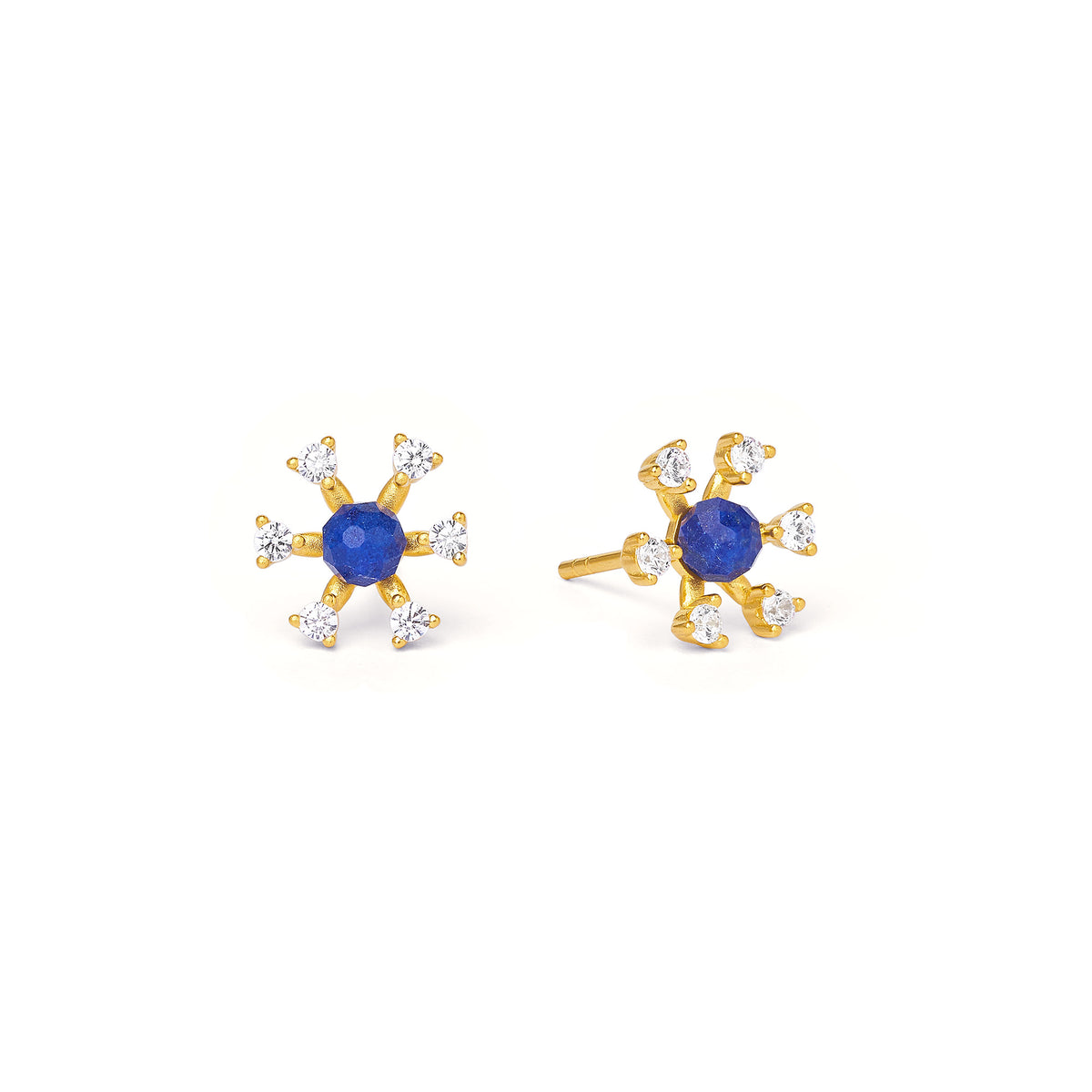 Ohrstecker Crystalli von BERND WOLF aus 24-Karat-goldplattiertem Sterlingsilber mit Lapislazuli, Designlinie Brilliana.