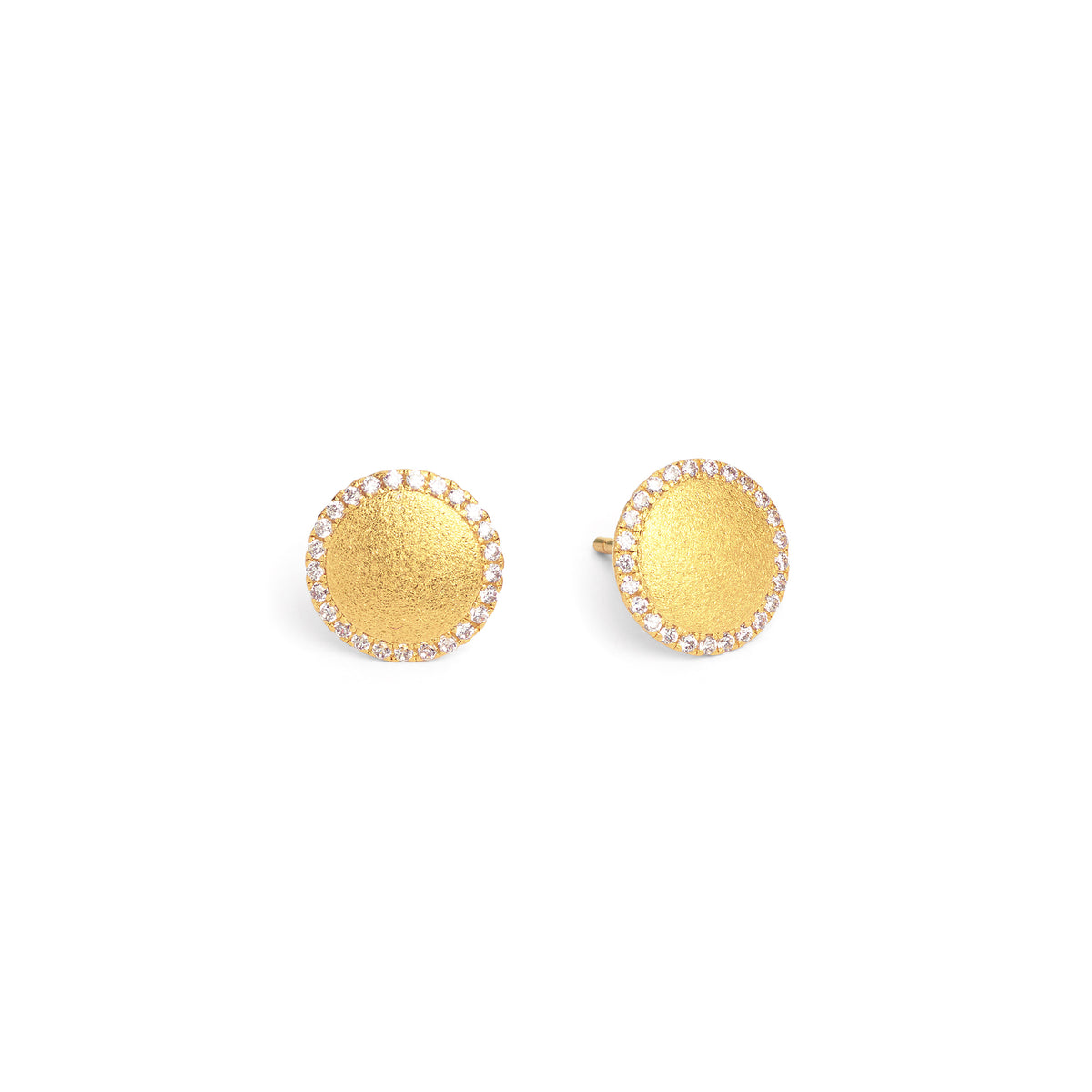 Ohrstecker Suntino von BERND WOLF aus 24-Karat-goldplattiertem Sterlingsilber mit Zirkonia, Designlinie Sun&Moon.