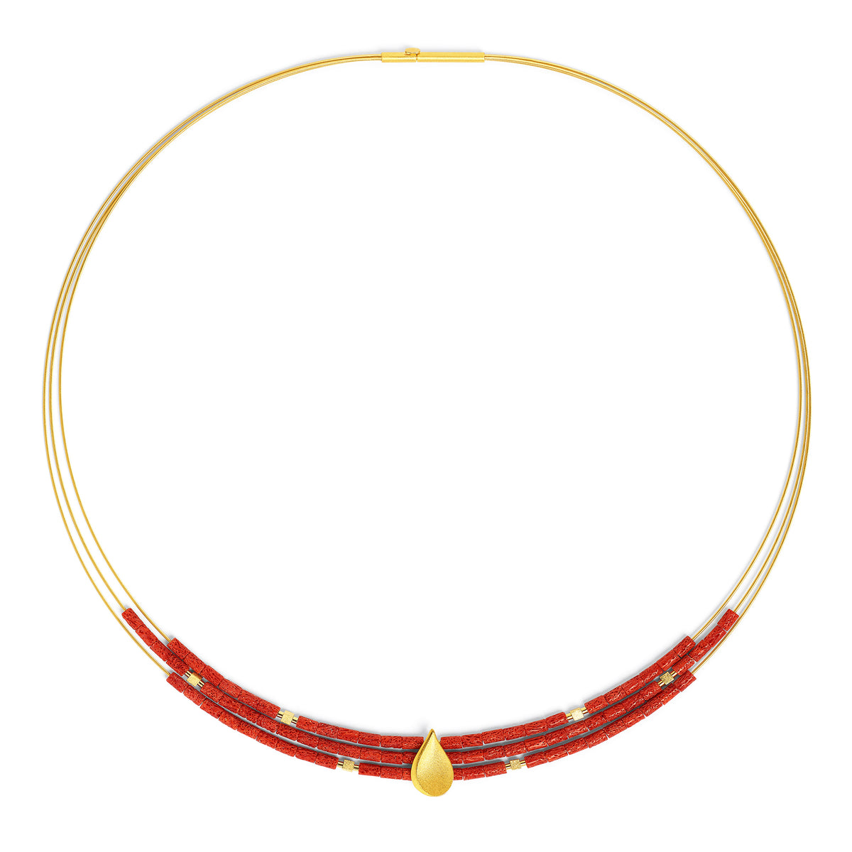 Collier Aquinsa von BERND WOLF aus 24-Karat-goldplattiertem Sterlingsilber mit Wurzelkoralle, Designlinie Aqua.
